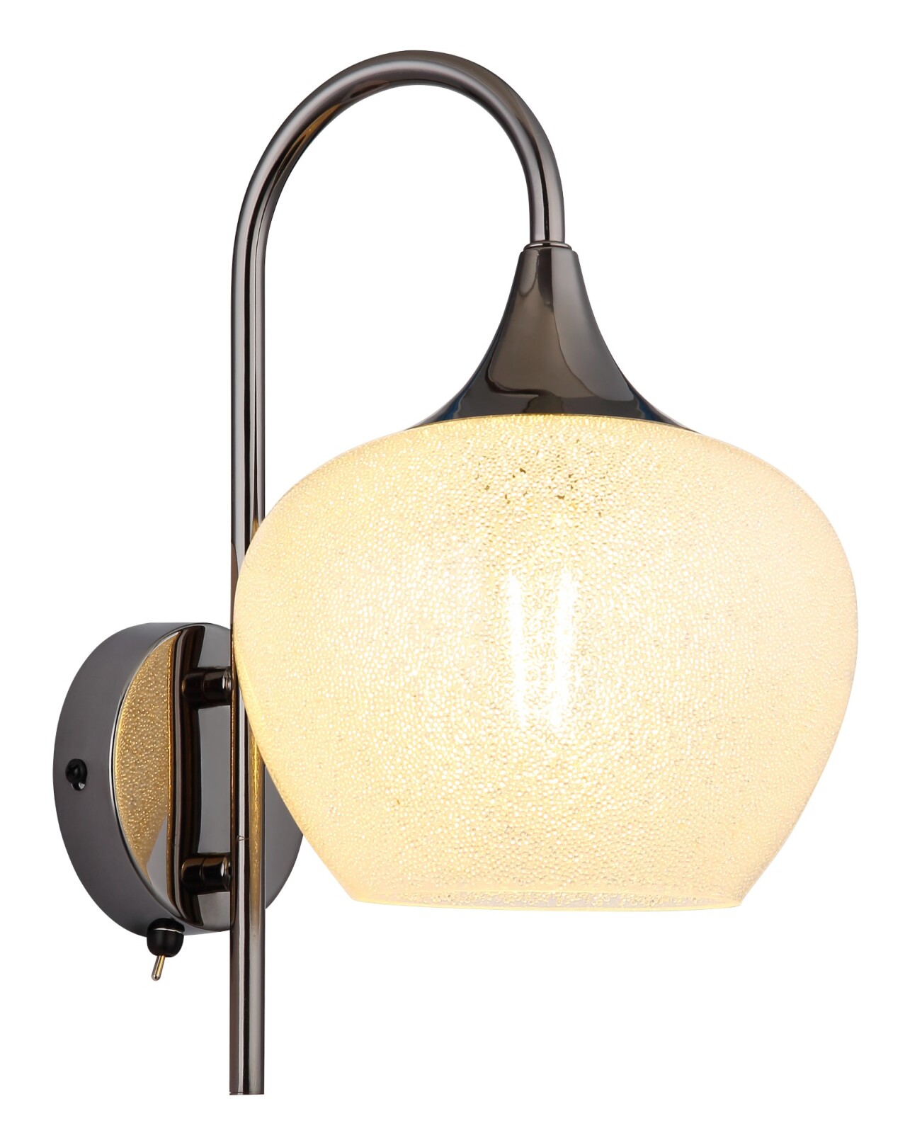 Wandleuchte - schwarz - verchromt - klar - 32 cm