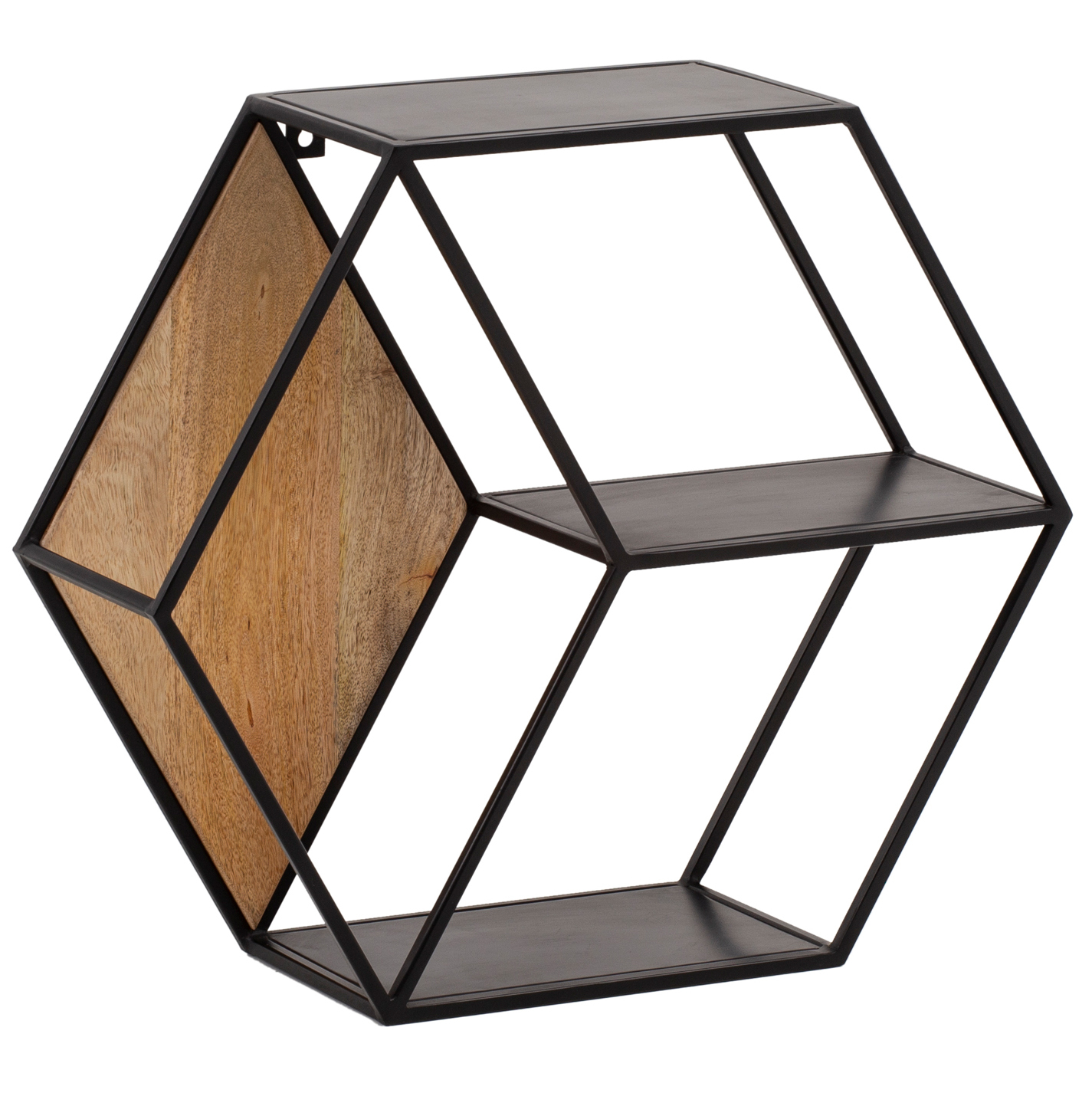 Wandregal - braun-schwarz - Mango massiv - 60 cm