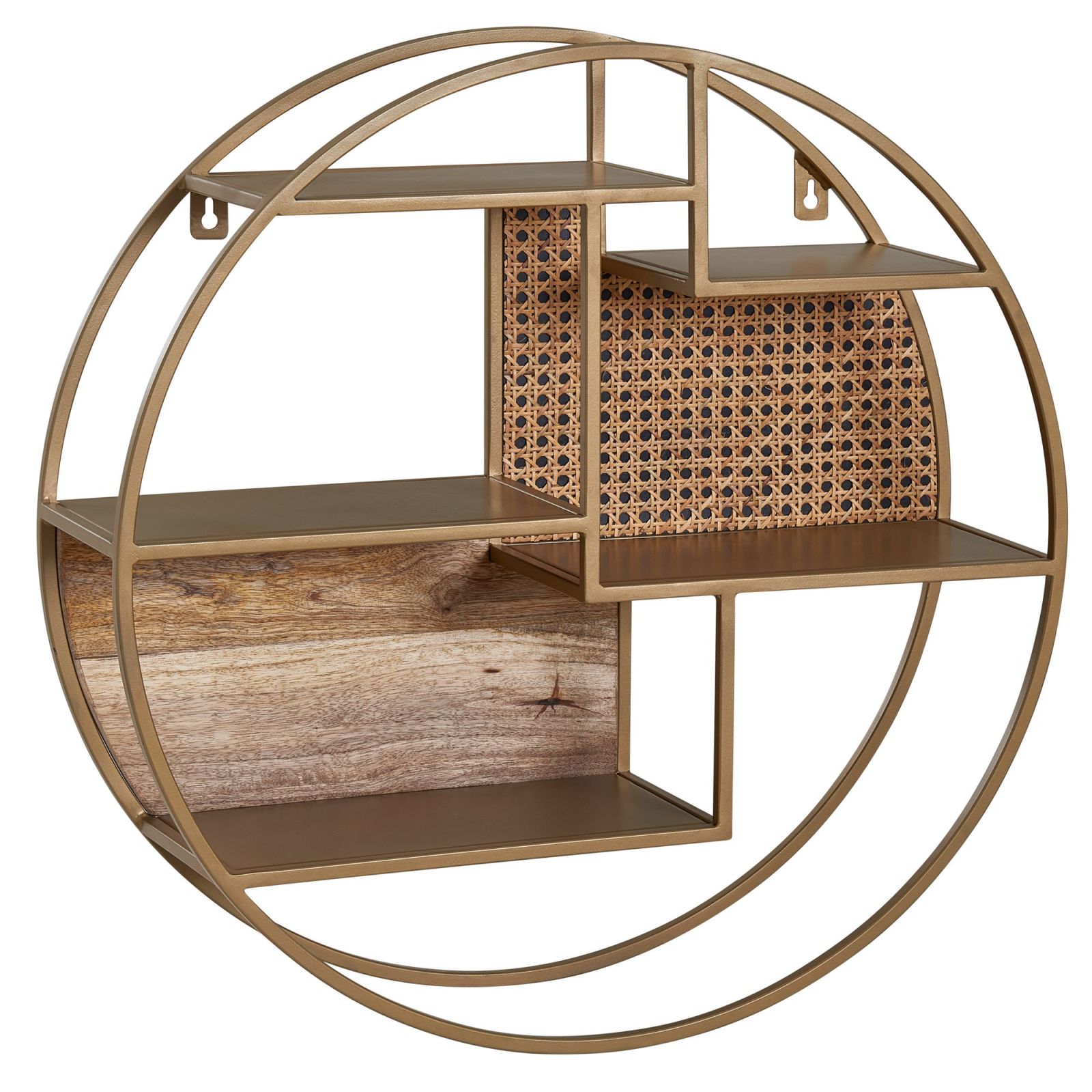 Wandregal - Messing-Mangoholz massiv - 62 cm