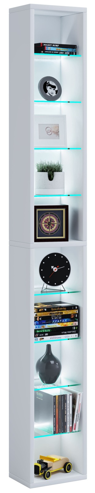 Wandregal RASITO XL - weiß - 8 Glasböden - 151,6 cm hoch