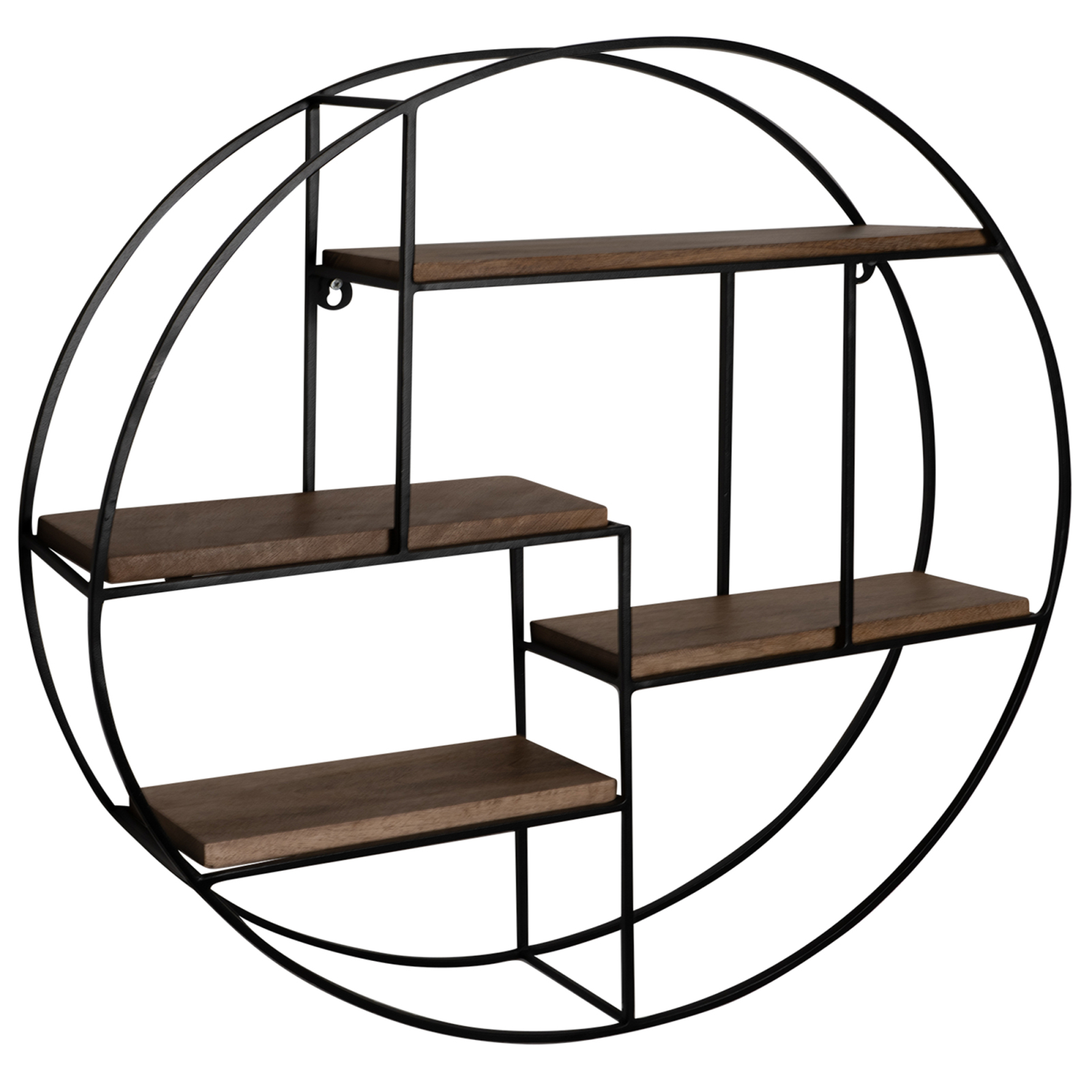 Wandregal - schwarz - Eisen - Mango massiv - 70 cm