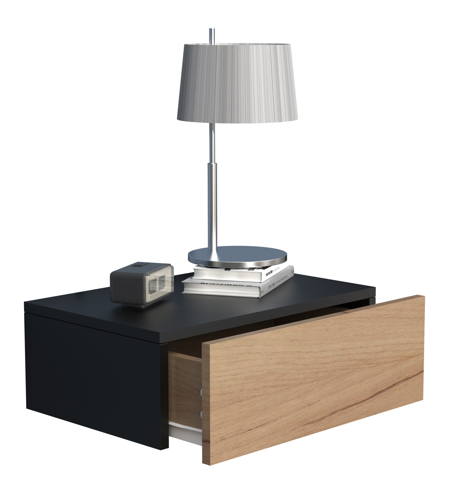 Wandschublade USAL M - schwarz - Honig Eiche - 45 cm