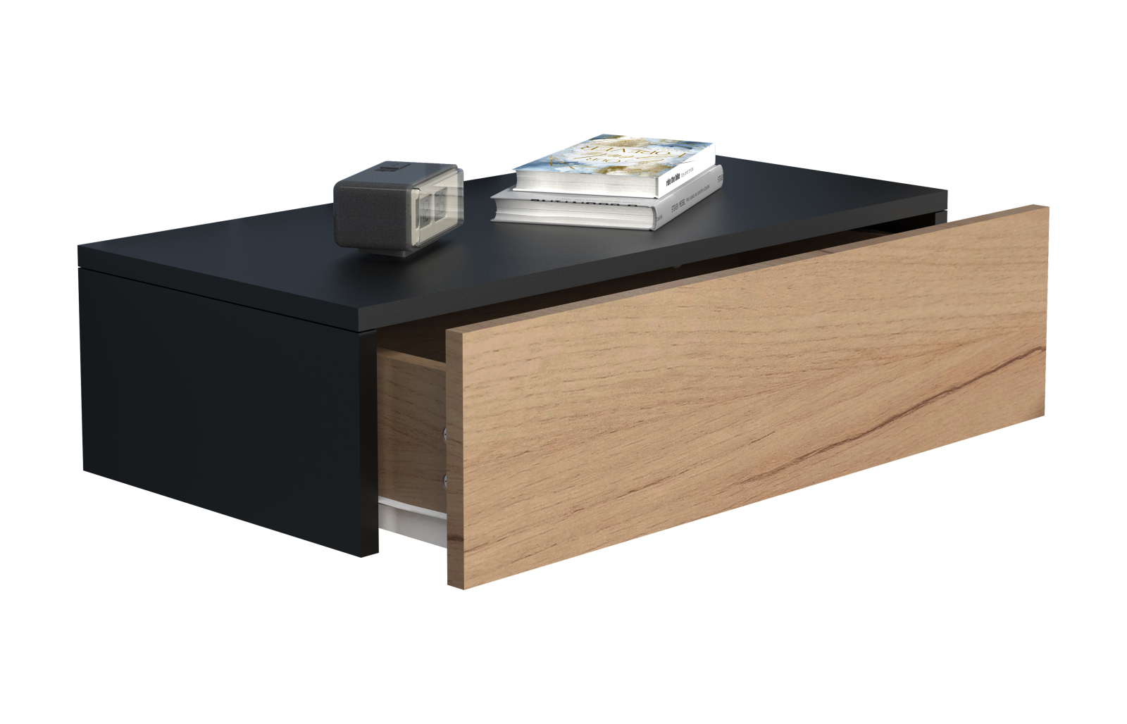Wandschublade USAL M - schwarz - Honig Eiche - 60 cm