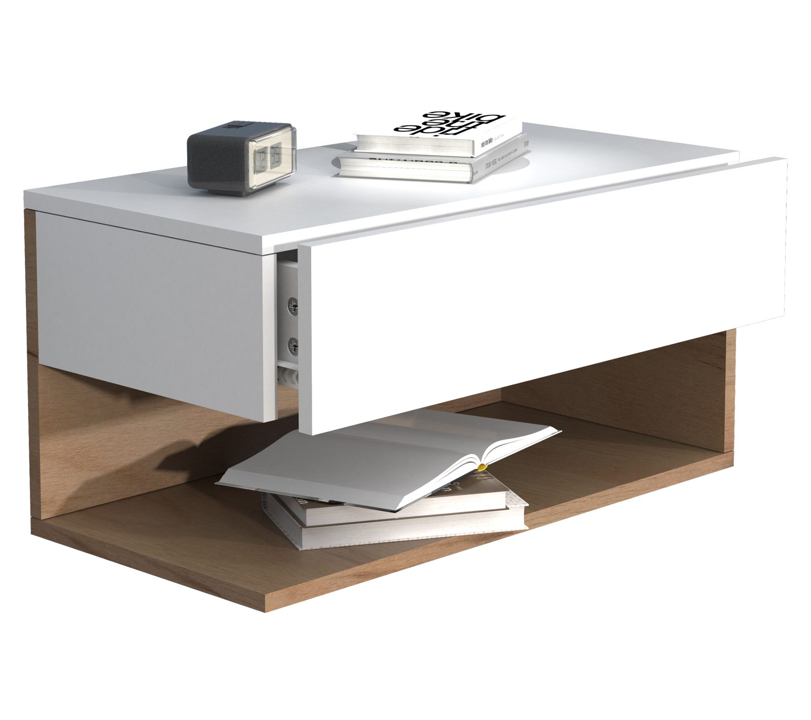 Wandschublade USAL XL - weiß - Honig Eiche - 60 cm