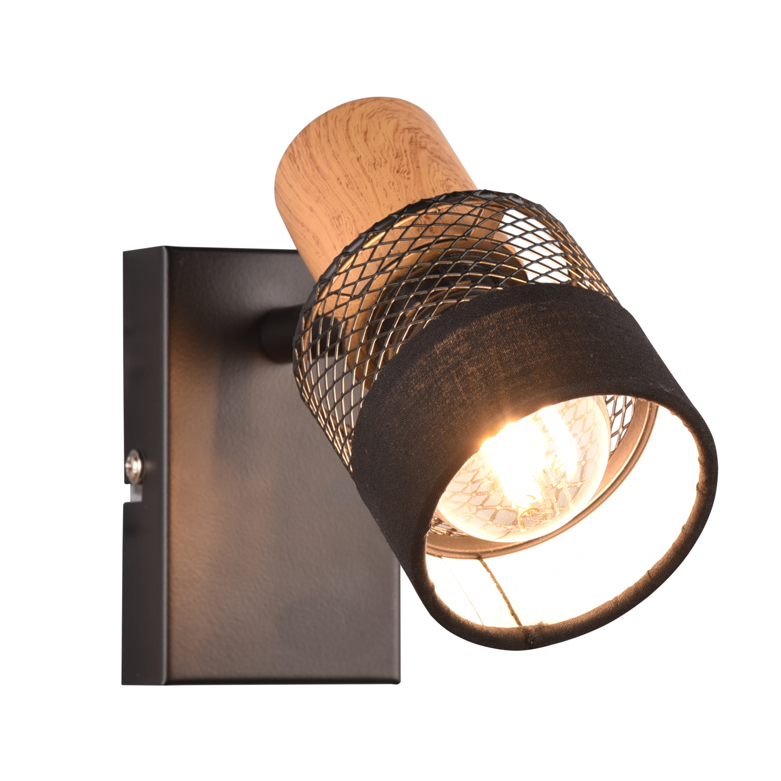 Wandspot - schwarz matt - holzfarben - 1-flammig