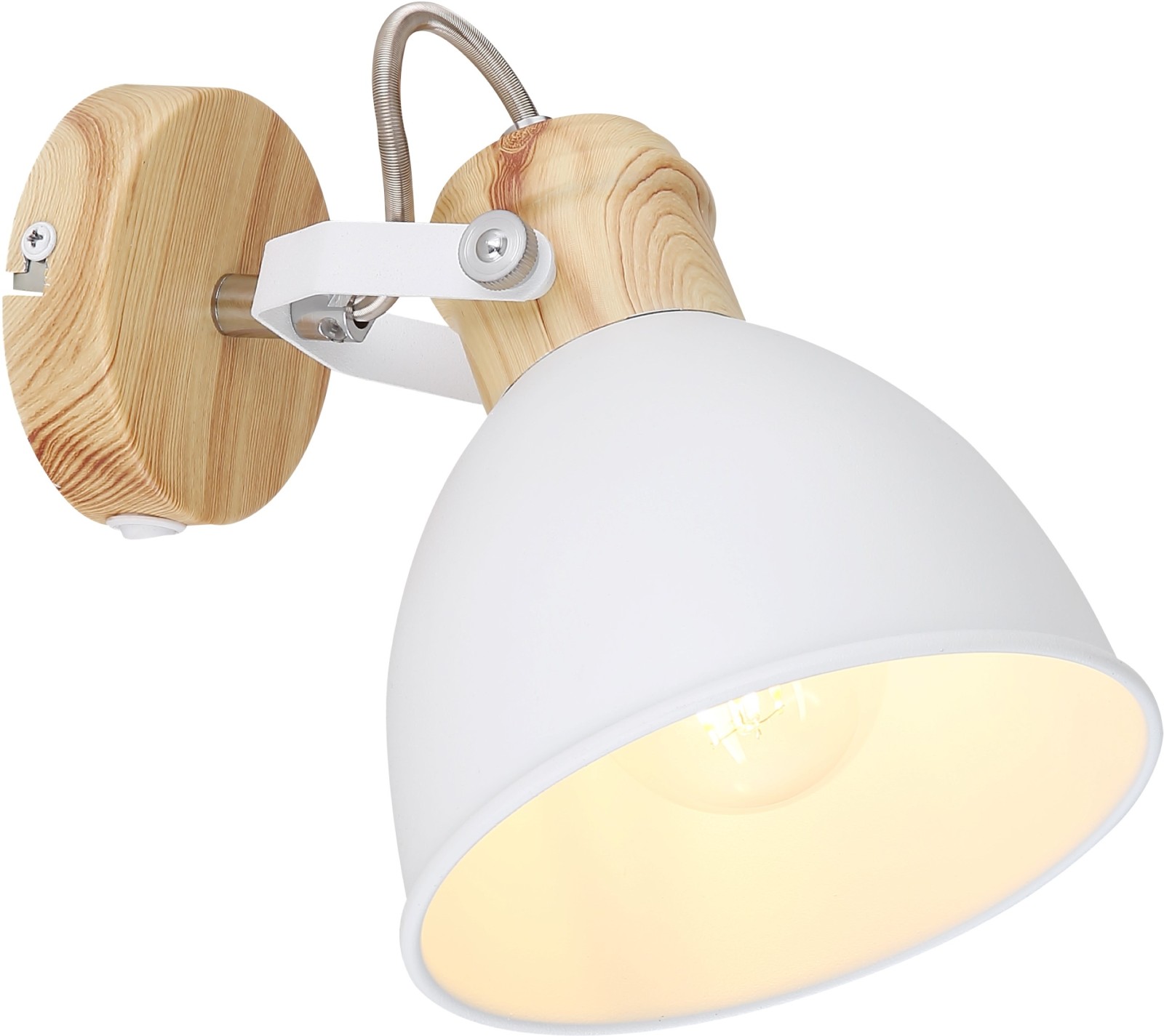 Wandstrahler - weiß - Holzoptik - mit Schalter
