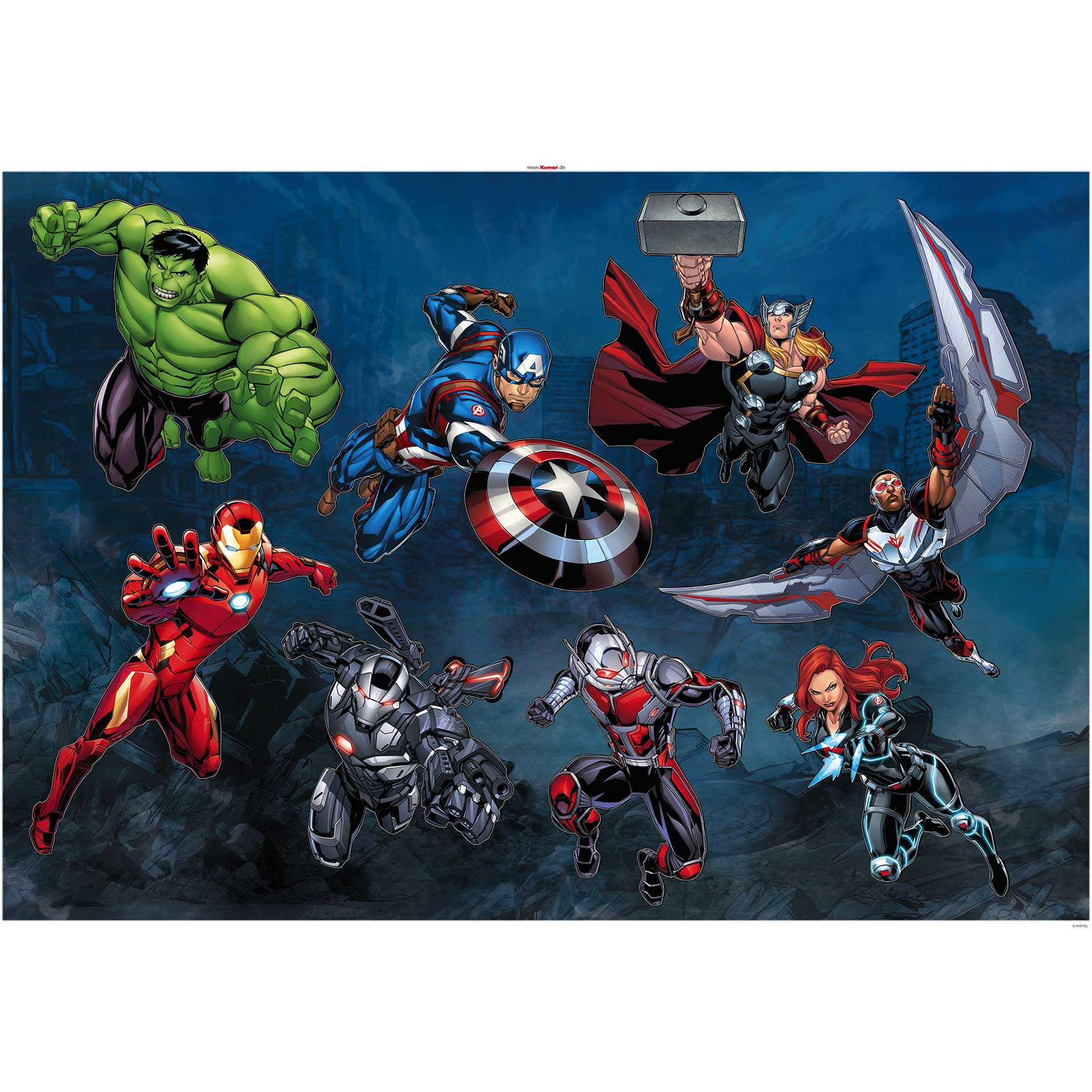 Wandtattoo AVENGERS ACTION - bunt - 100x70 cm
