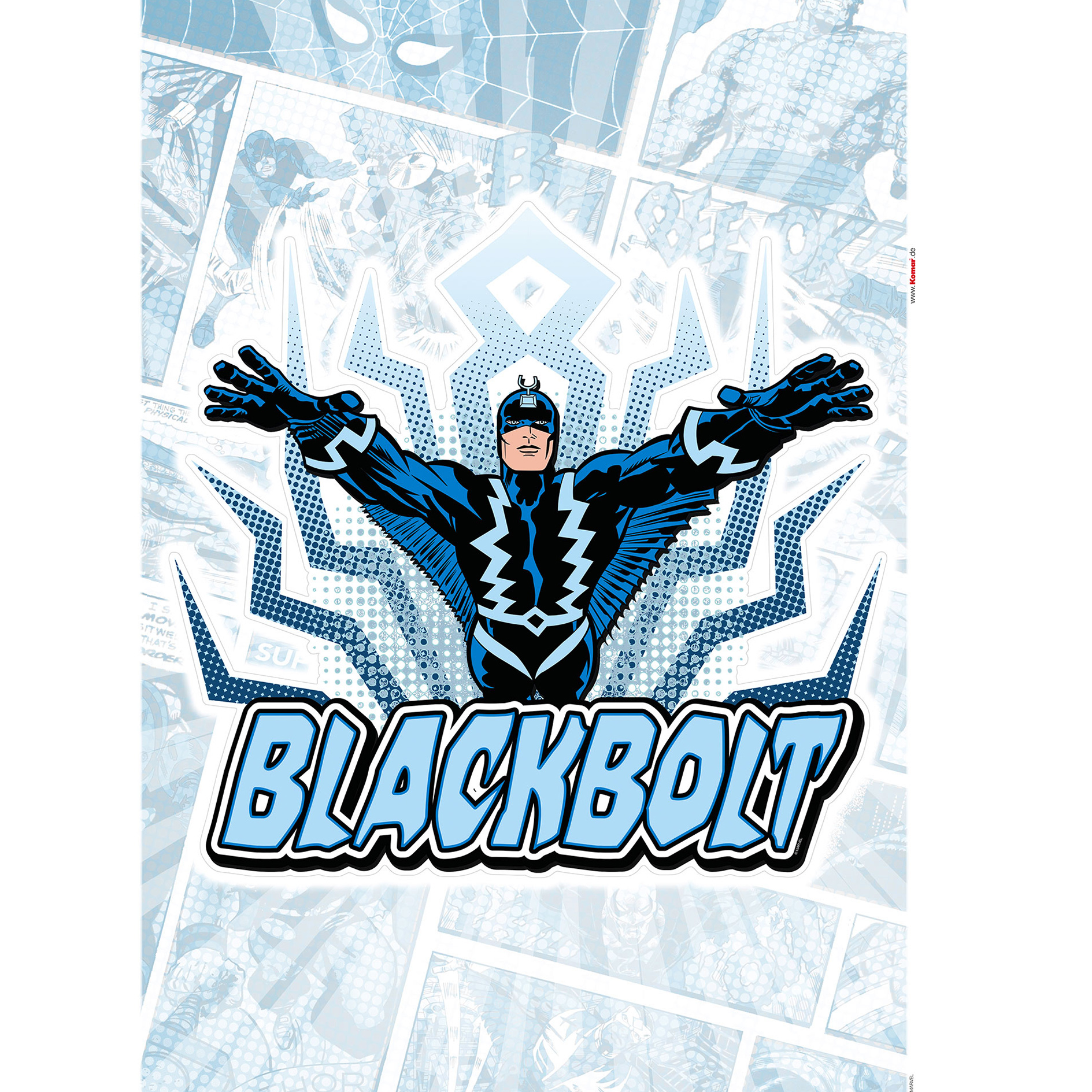 Wandtattoo BLACKBOLT COMIC CLASSIC - schwarz-blau - 50x70 cm