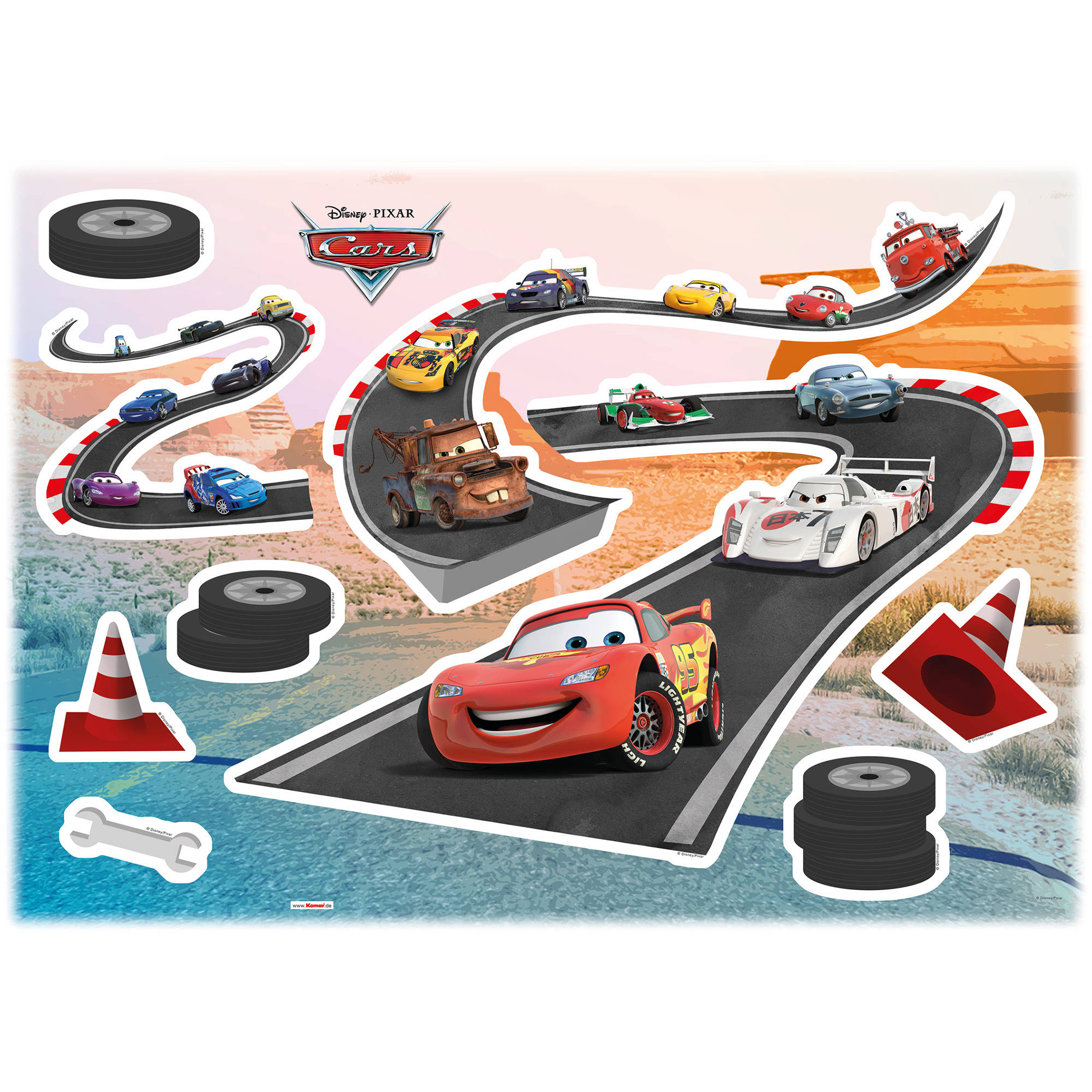 Wandtattoo CARS TRACK - bunt - 50x70 cm