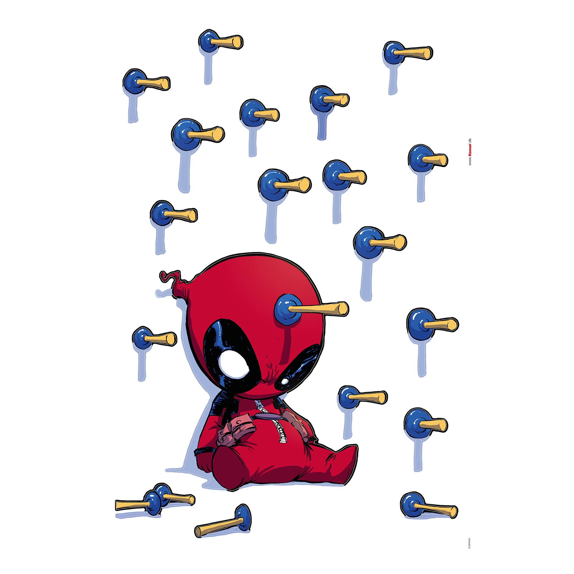Wandtattoo DEADPOOL SHOOTOUT - rot-schwarz-blau - 50x70 cm