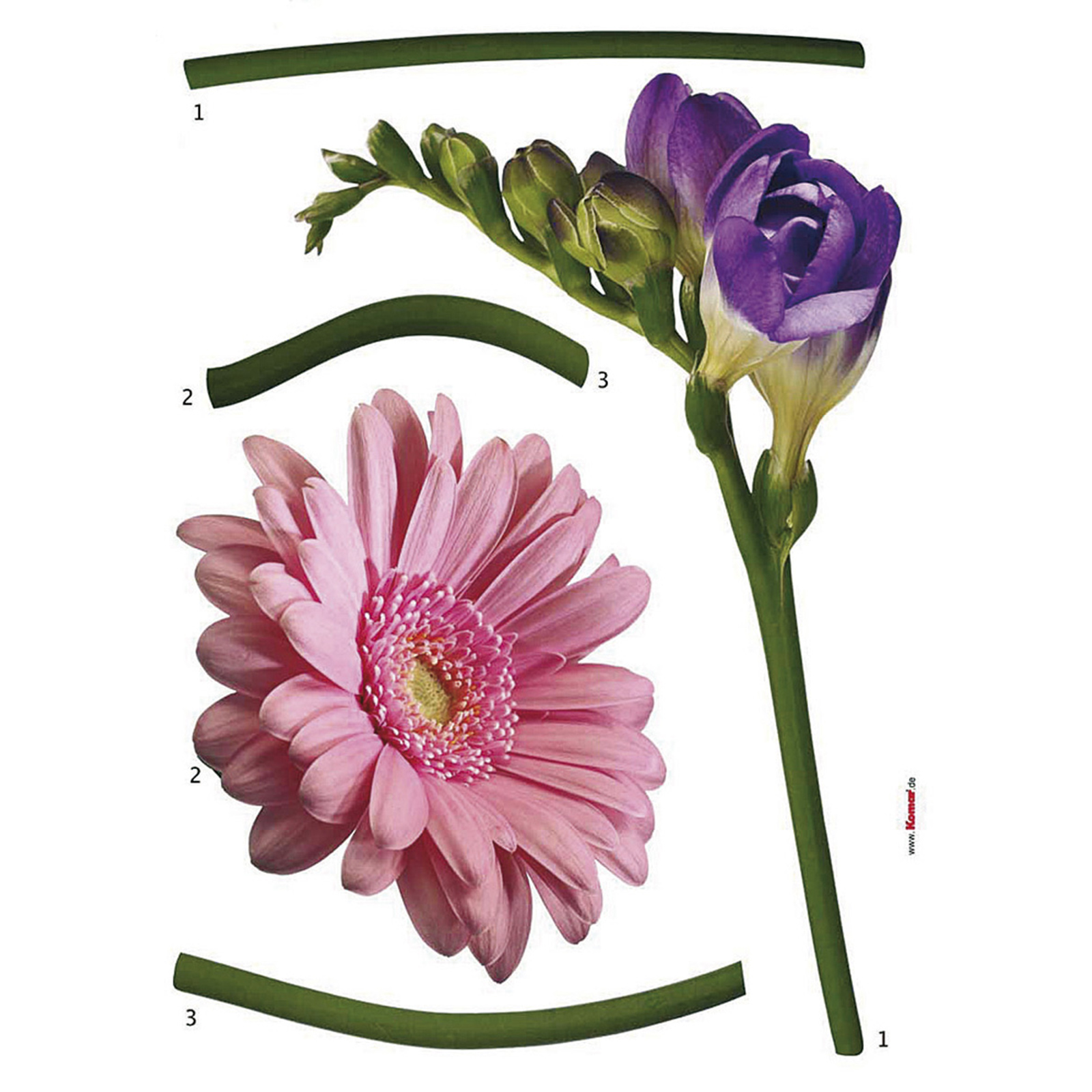 Wandtattoo FIORE - rosa-lila-grün - 50x70 cm