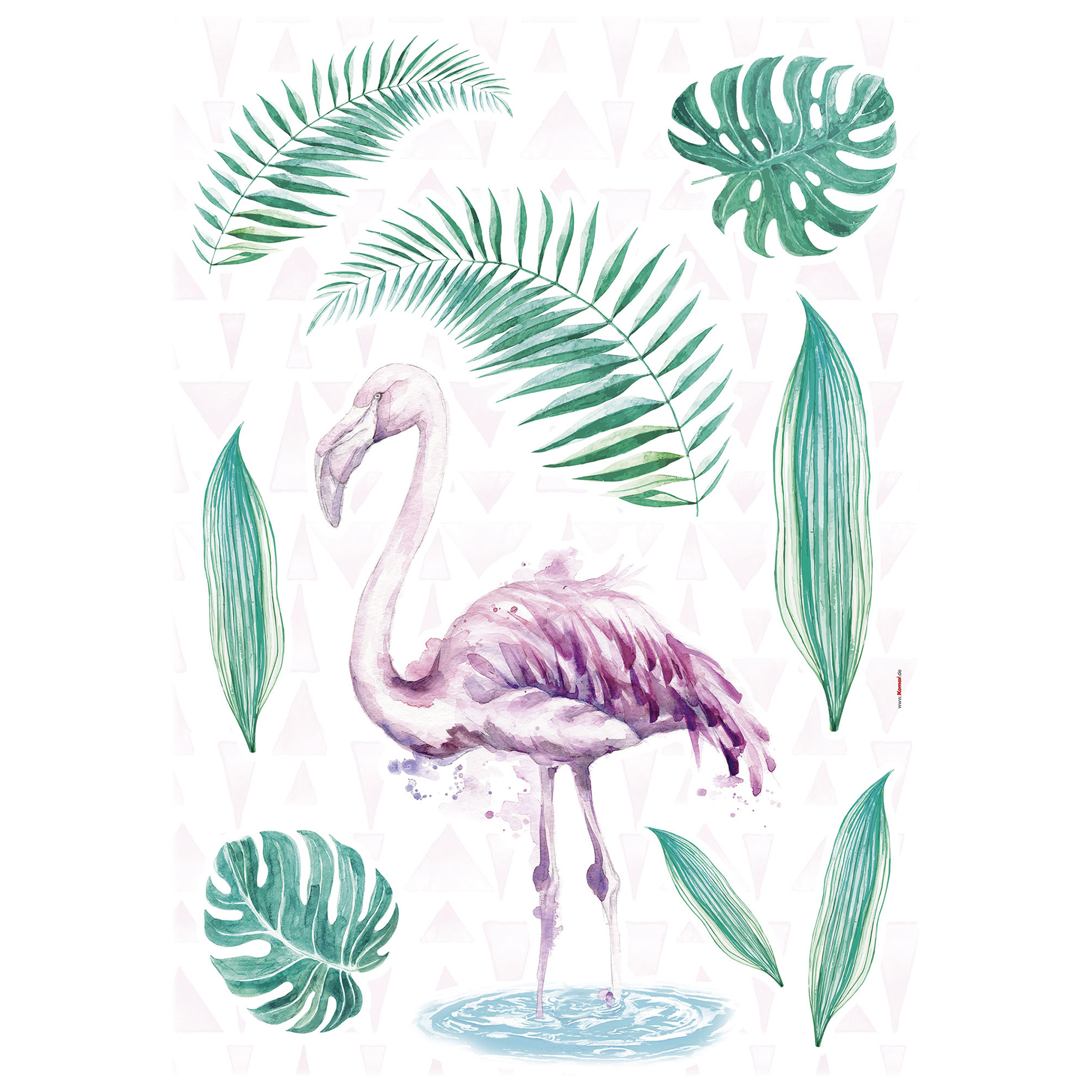 Wandtattoo FLAMINGO - grün-rosa - 50x70 cm