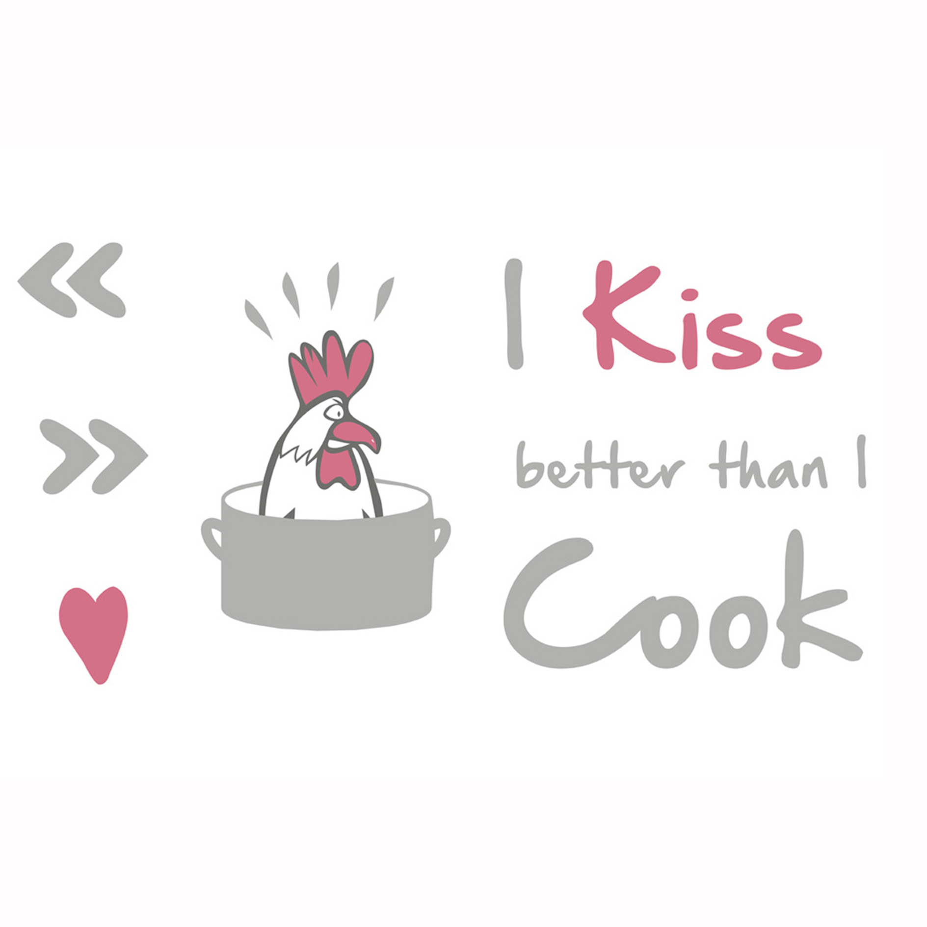 Wandtattoo I KISS BETTER THAN - grau-pink - 50x70 cm