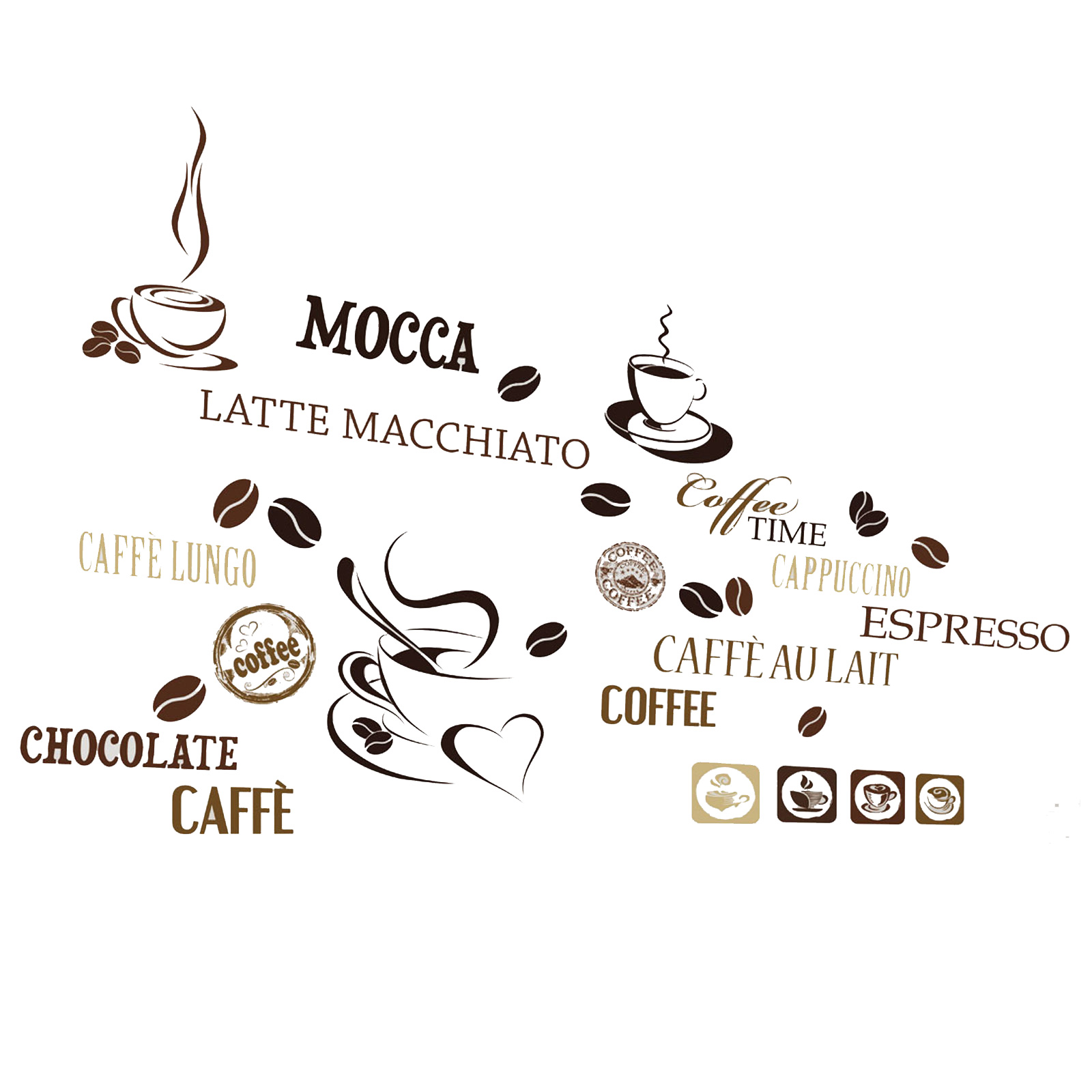 Wandtattoo Koffein - Kaffeemolekül Grau, 50x27cm & 4 Weitere Größen, 33 Farben