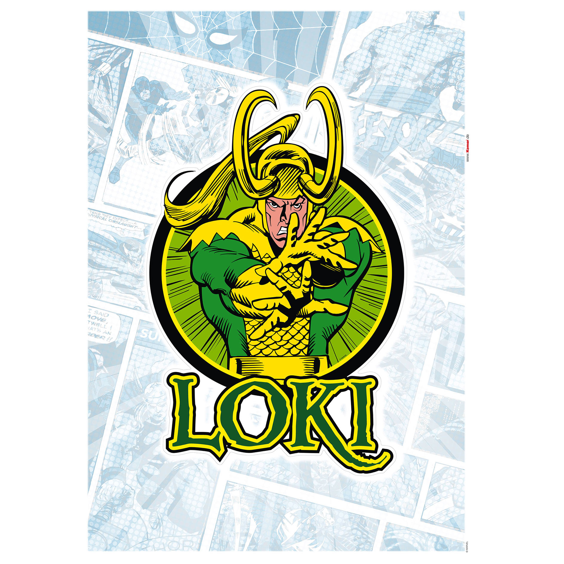 Wandtattoo LOKI COMIC CLASSIC - grün-gelb-schwarz - 50x70 cm