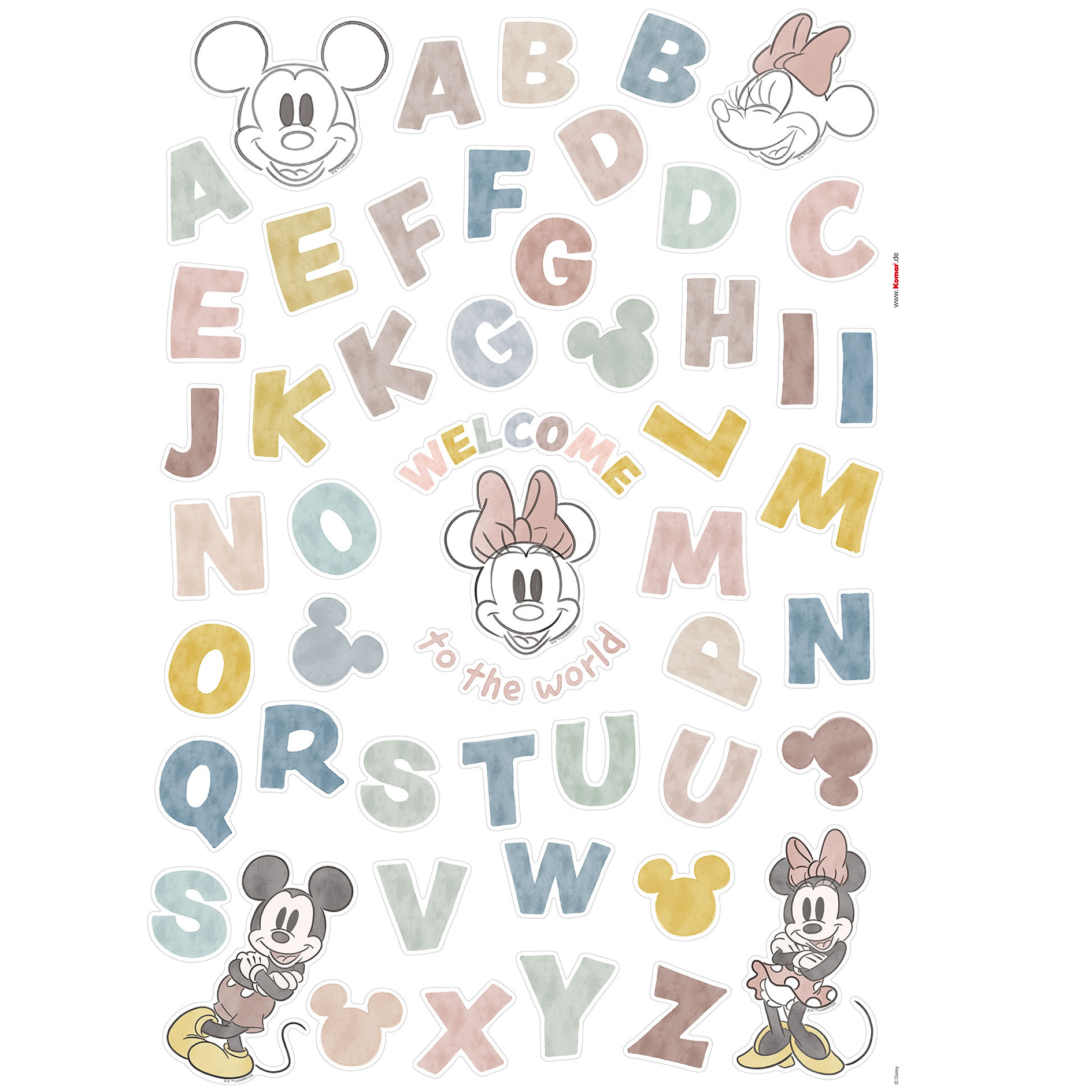 Wandtattoo MICKEY ALPHABET - mehrfarbig - 50x70 cm