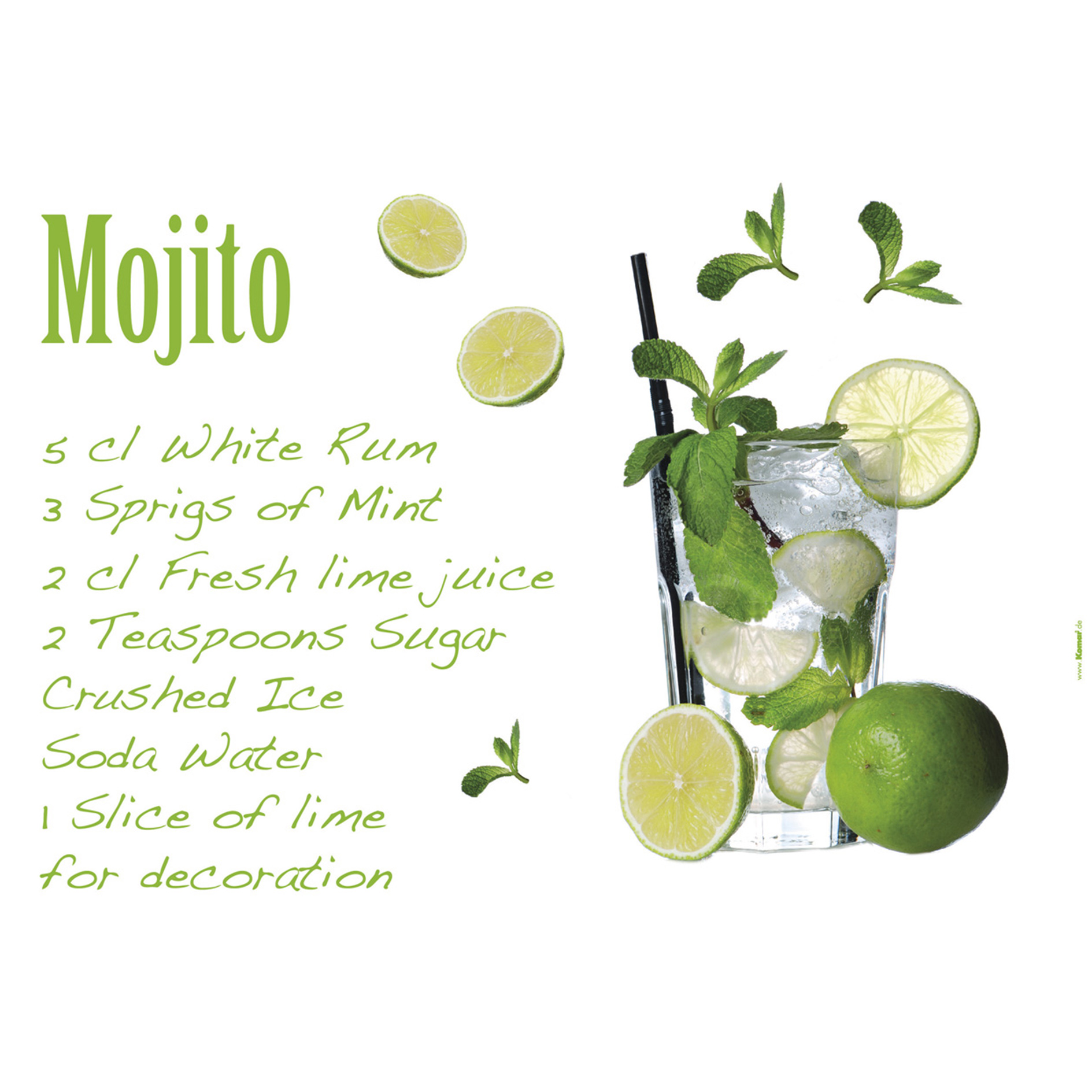 Wandtattoo MOJITO - grün-gelb - 100x70 cm