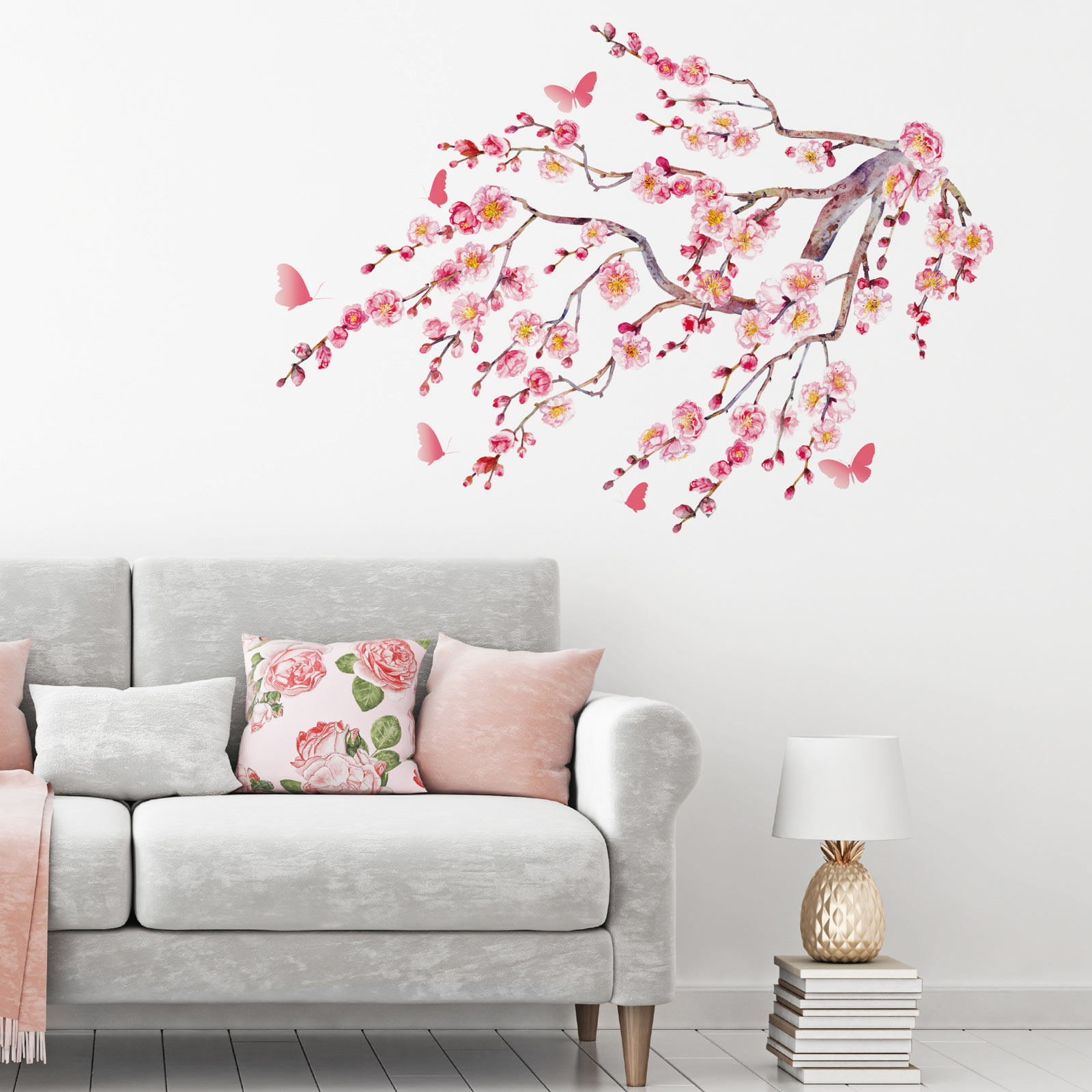 Wandtattoo - pink - Kischblüten-Motiv - selbstklebend