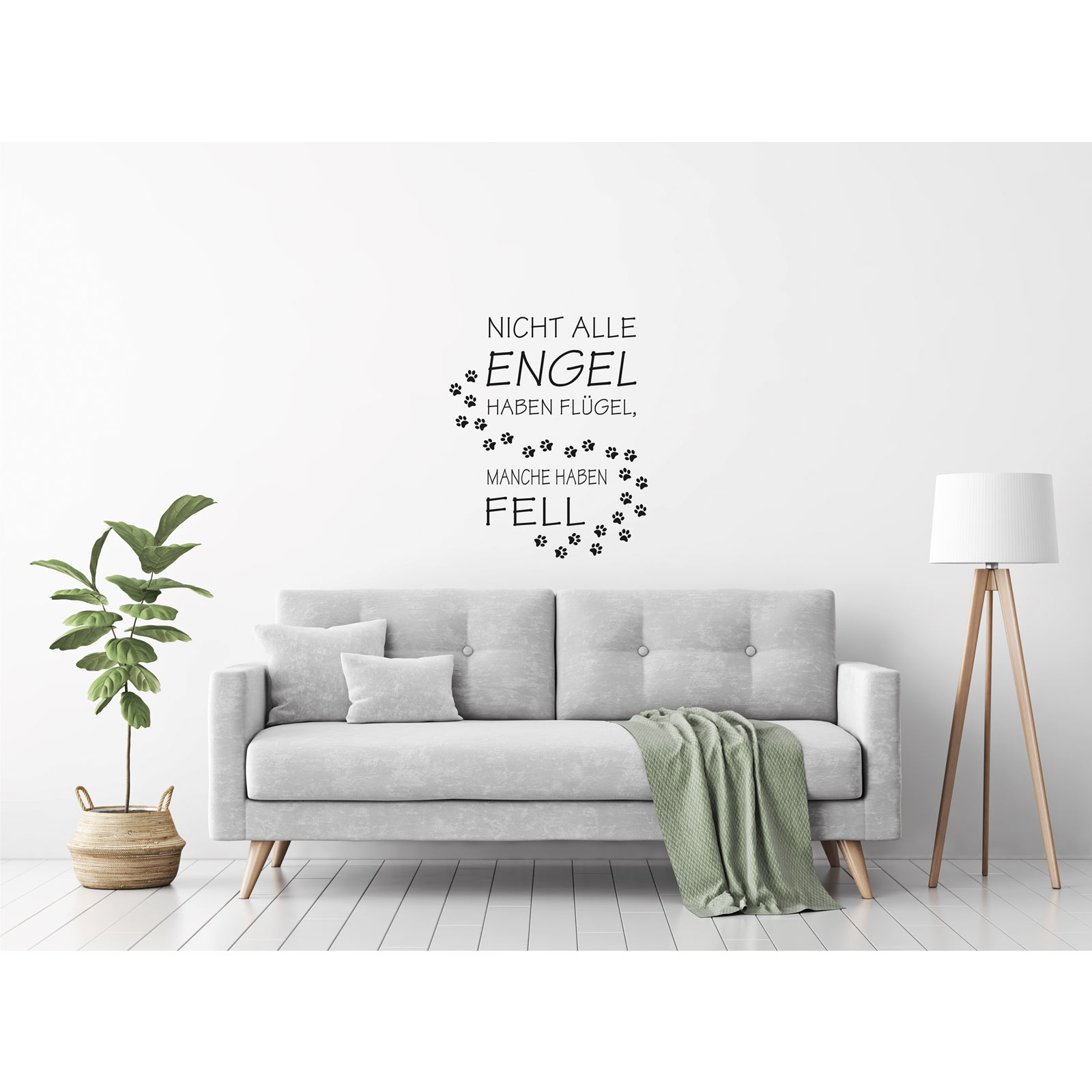 Wandtattoo - Spruch - Engel mit Fell - selbstklebend
