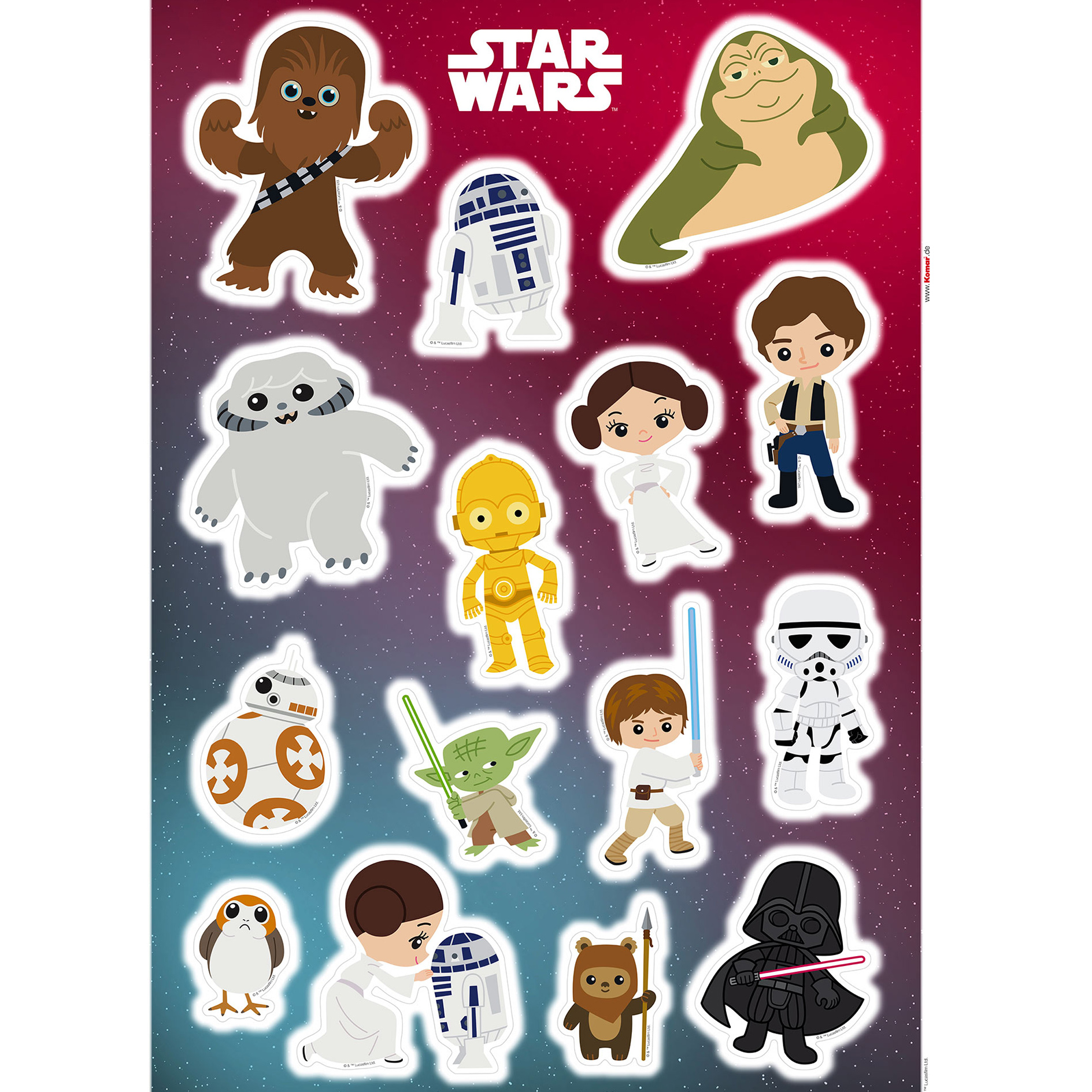 Wandtattoo STAR WARS LITTLE HEROES - bunt - 50x70 cm