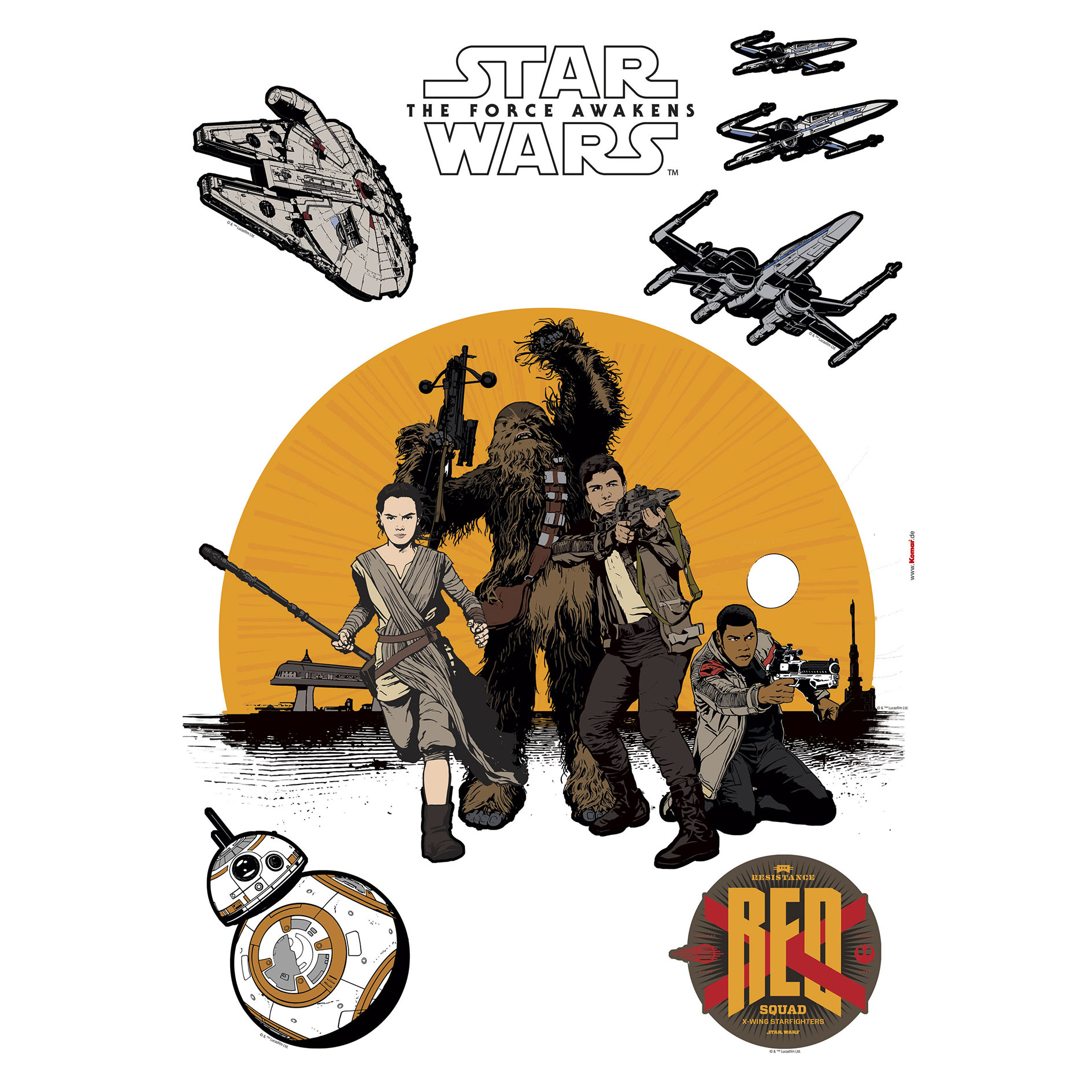 Wandtattoo STAR WARS RESISTANCE - gelb-schwarz - 50x70 cm