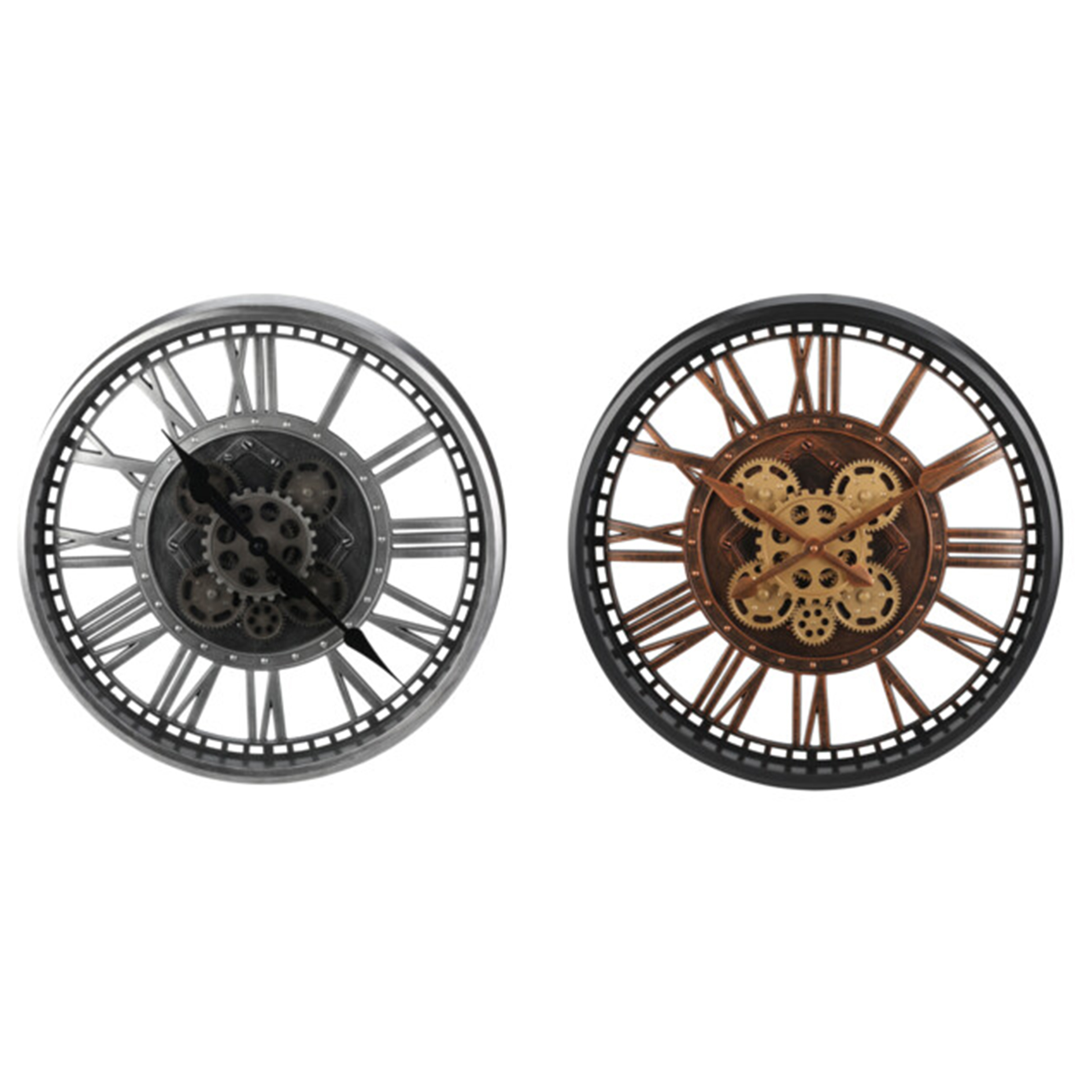 Wanduhr - braun oder silber - sortiert - Ø 50 cm