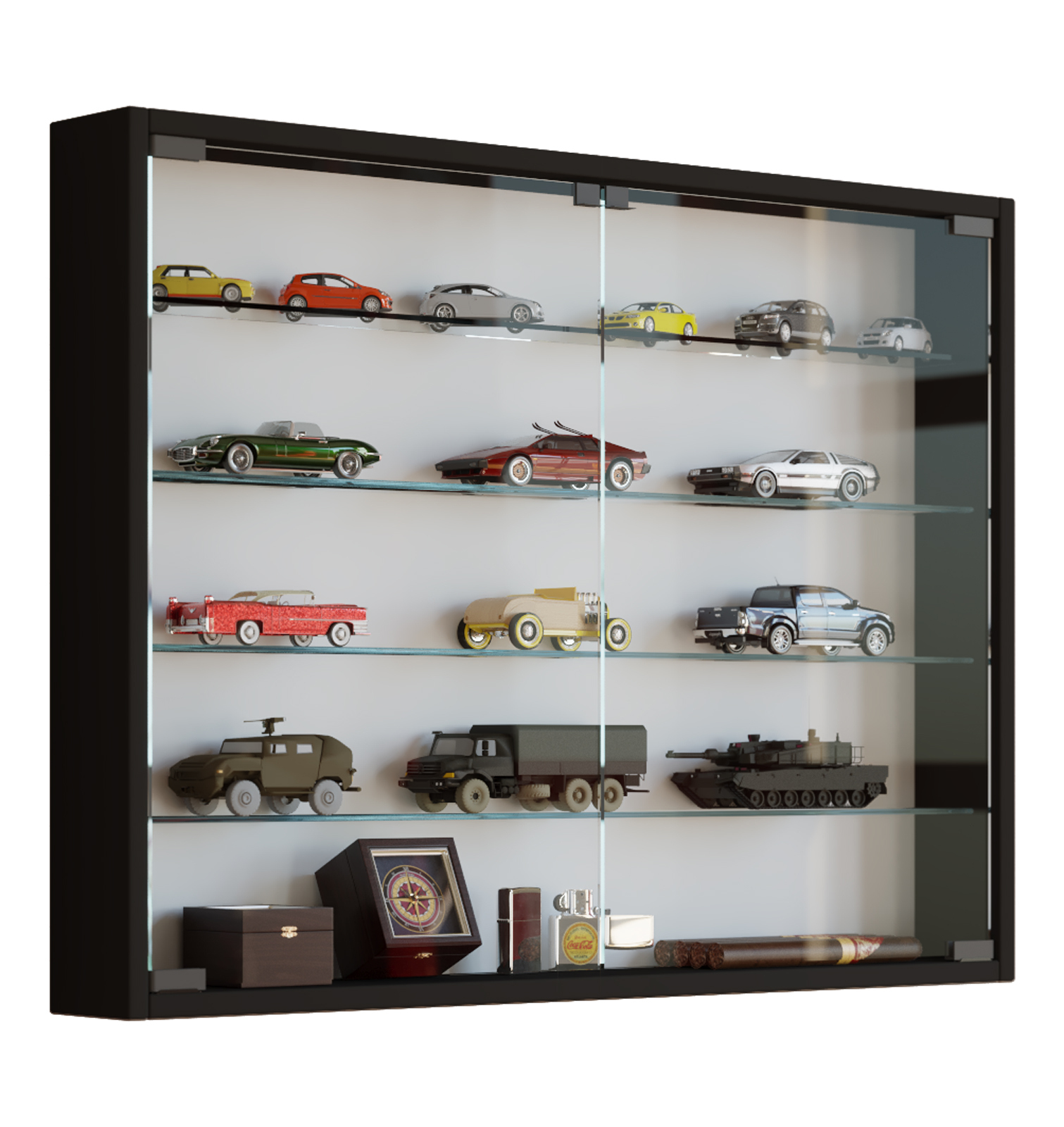 Wandvitrine Mandosa L - schwarz - 80 cm breit