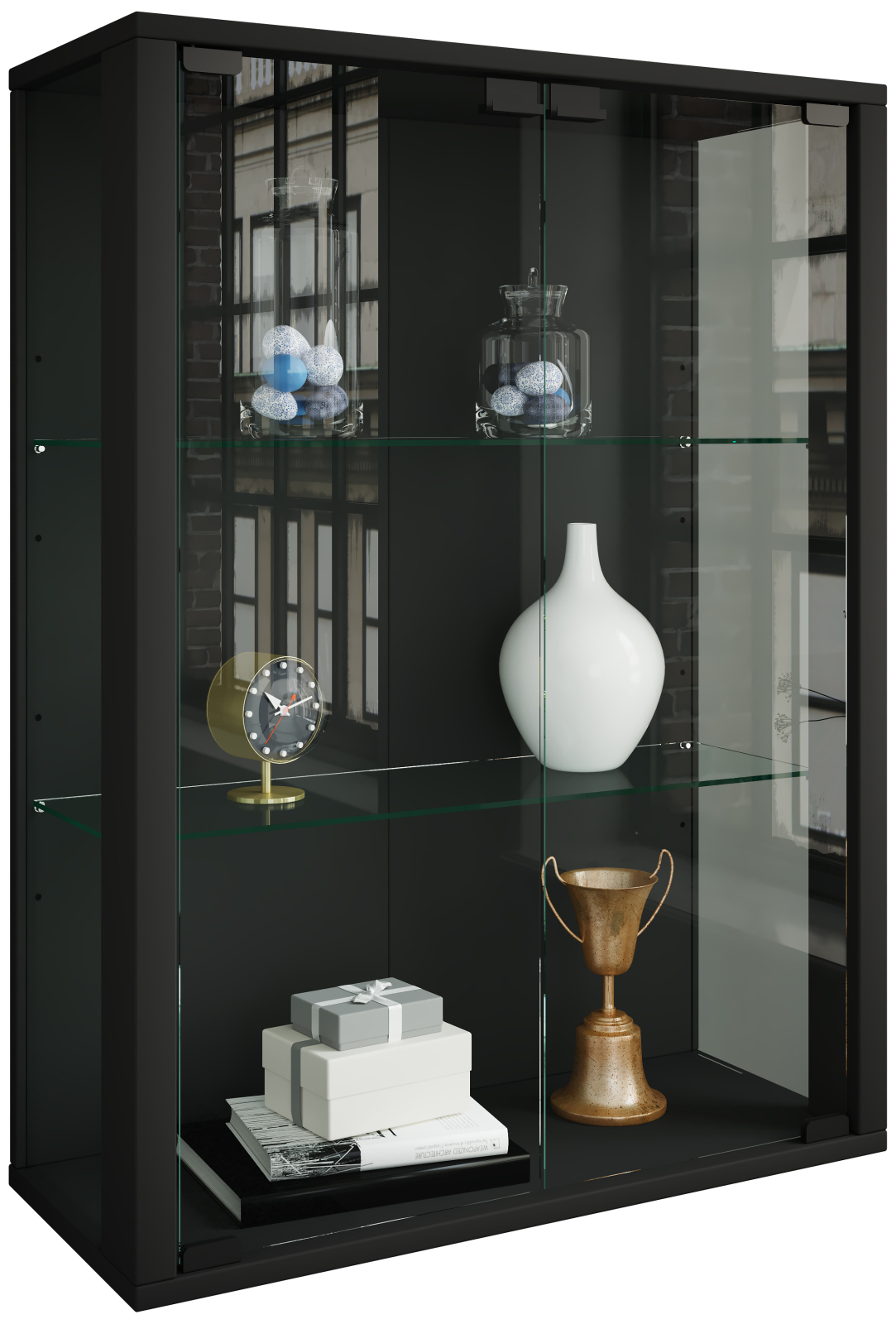 Wandvitrine UDINA - schwarz - 60 cm breit