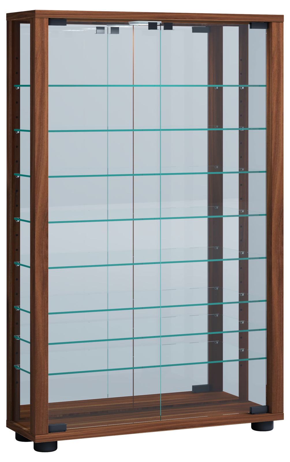 Wandvitrine VITROSA MINI - Kern-Nussbaum - mit Rückwandspiegel - 59 cm