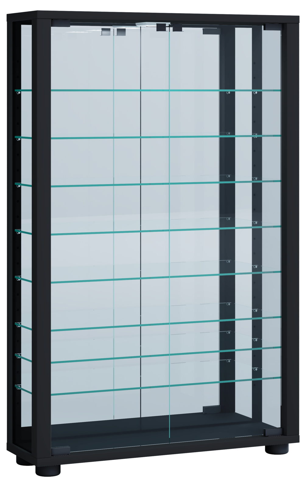 Wandvitrine VITROSA MINI - schwarz - inkl. LED-Beleuchtung - mit Spiegel
