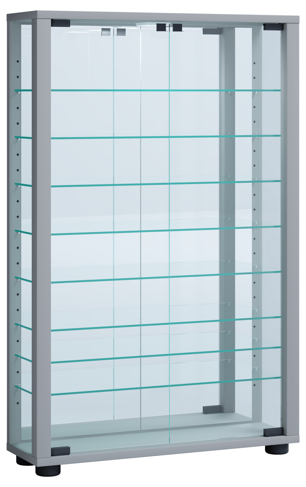 Wandvitrine VITROSA MINI - silber - inkl. LED-Beleuchtung - mit Spiegel