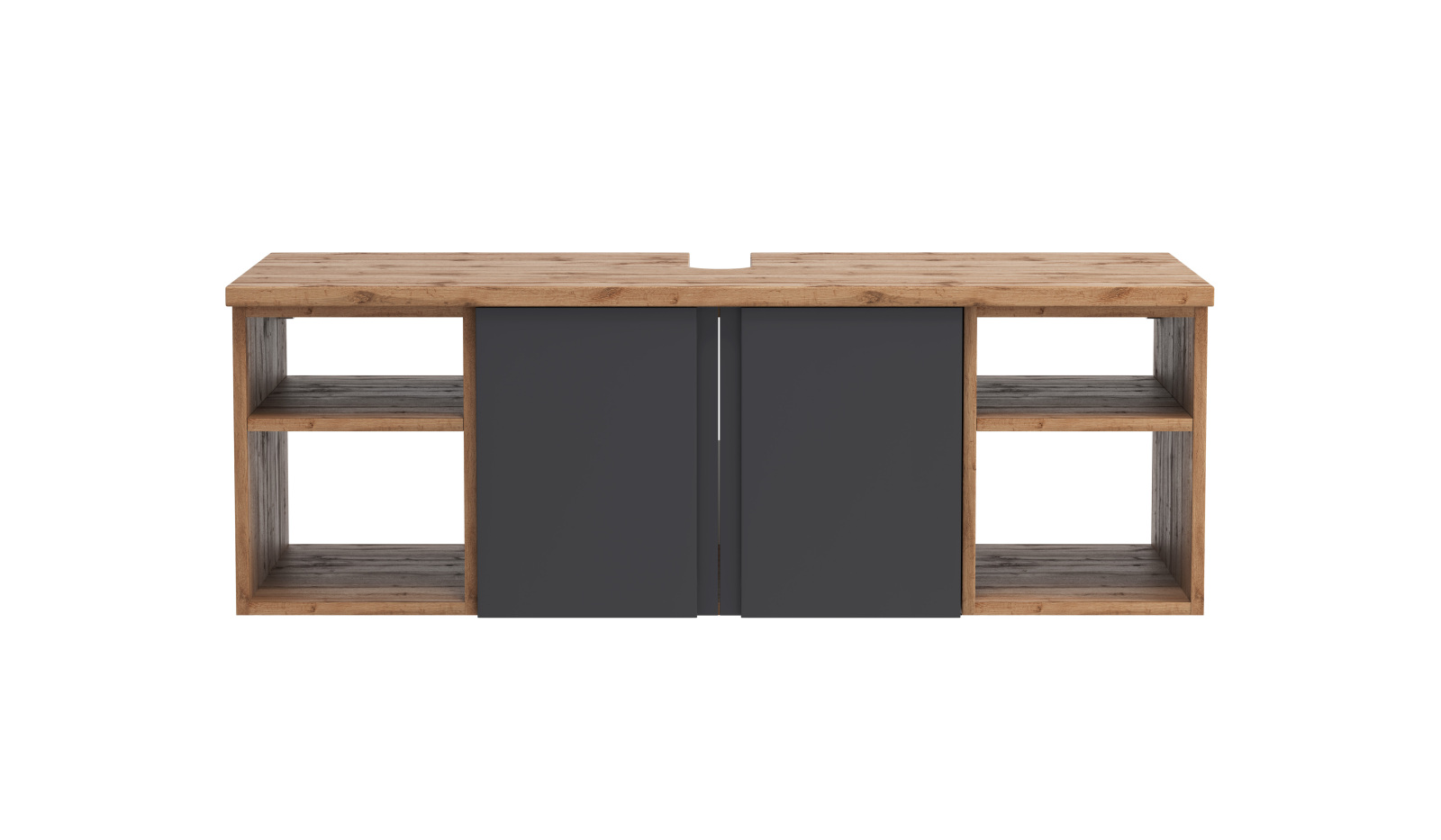 Waschbeckenunterschrank AROSA - Wotaneiche - grau matt - 120 cm