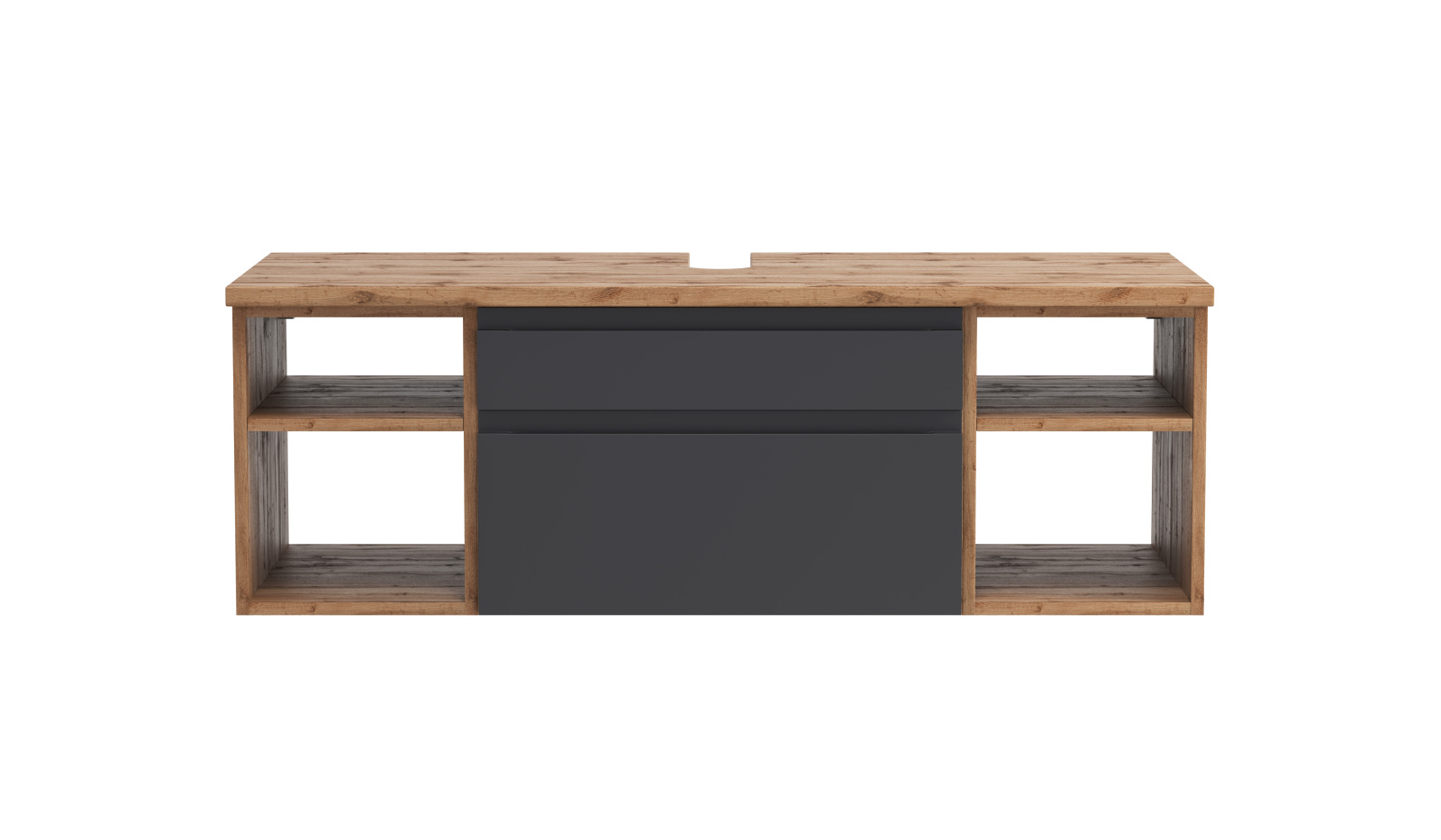Waschbeckenunterschrank AROSA - Wotaneiche - grau matt - 120 cm
