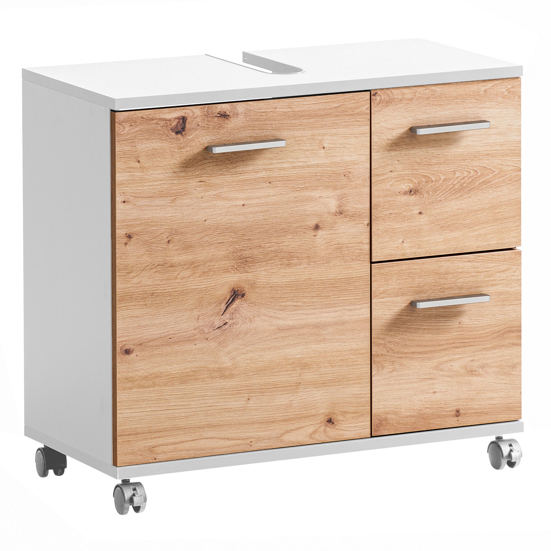 Waschbeckenunterschrank - Artisan Eiche - weiß - 65 cm