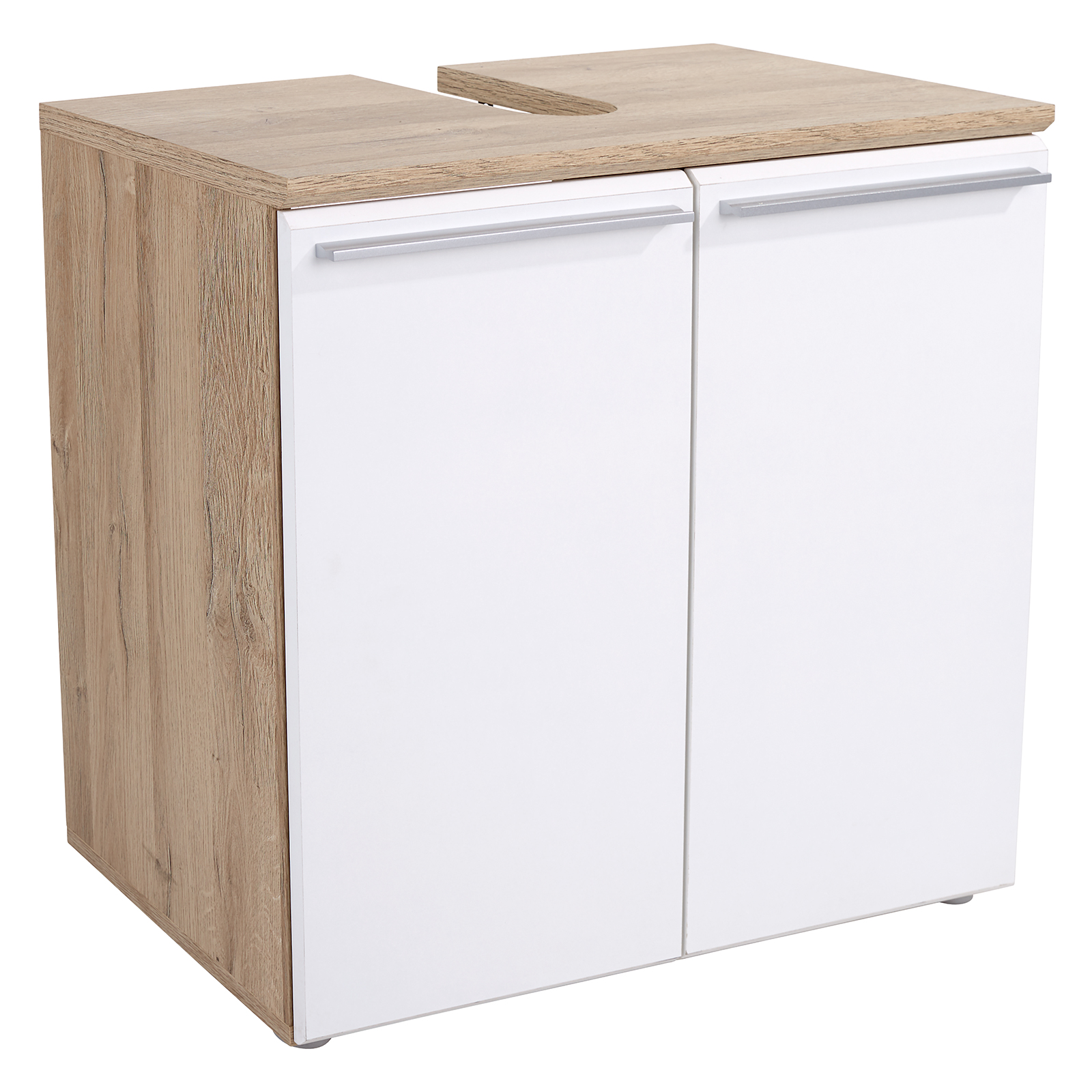 Waschbeckenunterschrank - Bianco Eiche - weiß - 69 cm breit