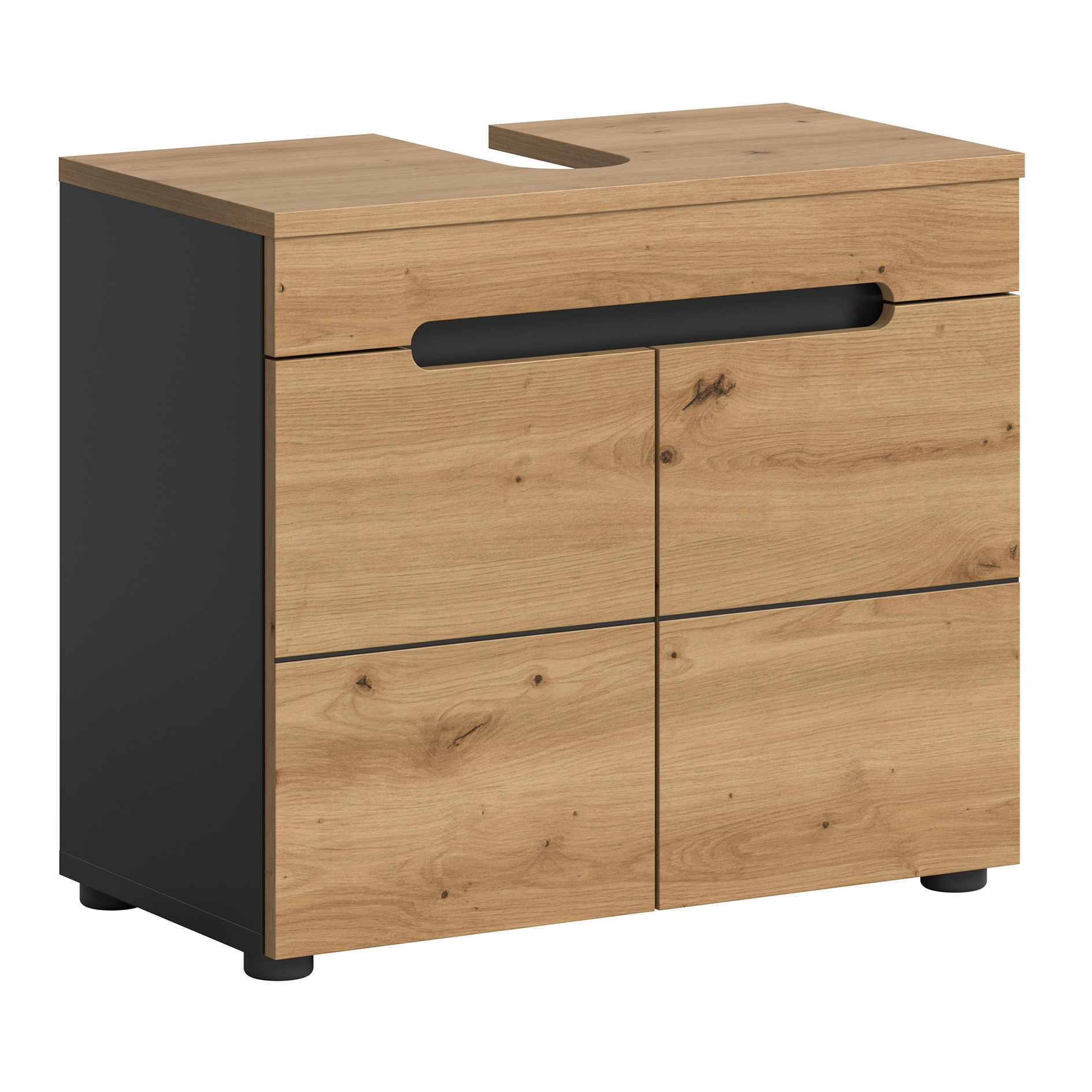 Waschbeckenunterschrank CANU - Artisan Eiche - Basalt grau - 63 cm breit