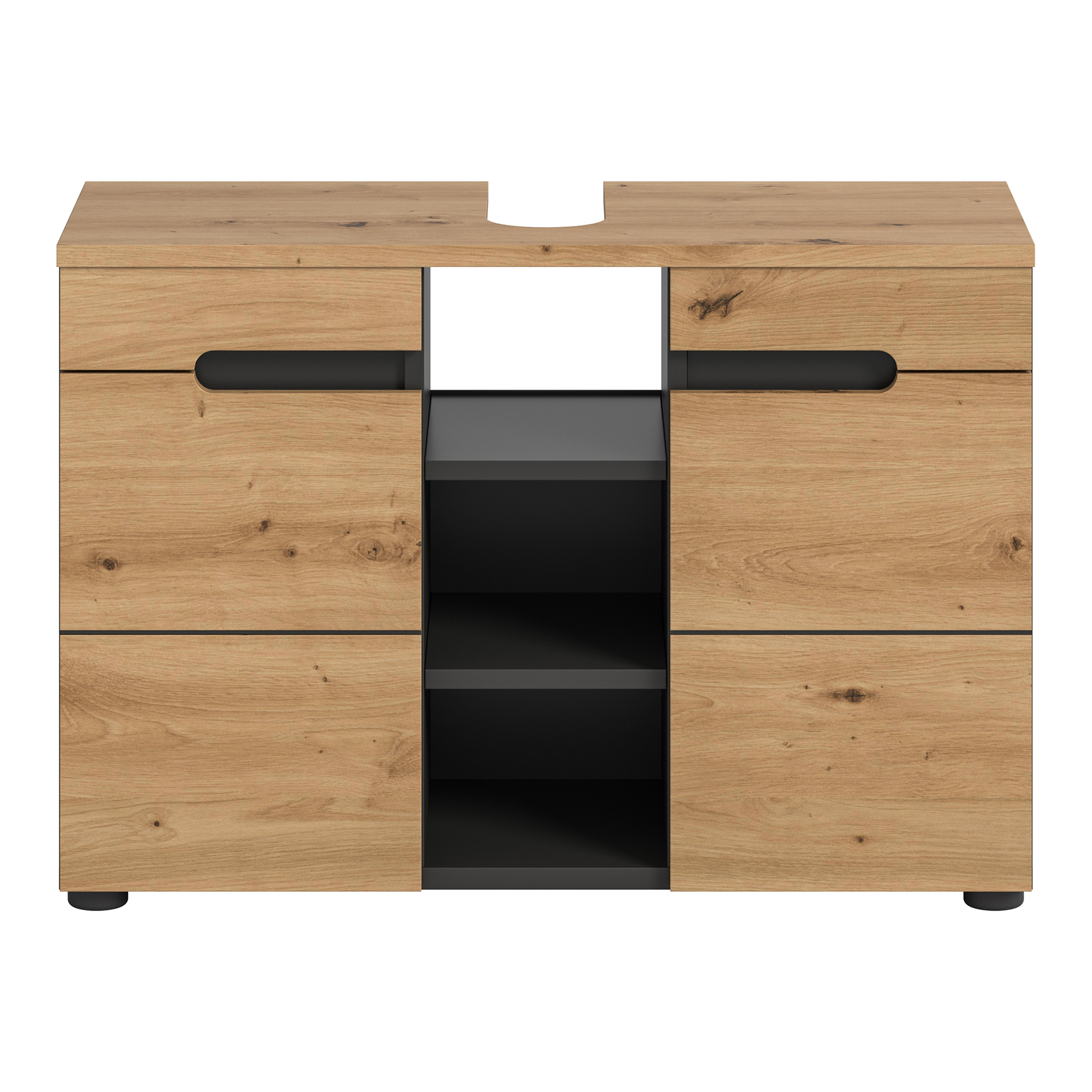 Waschbeckenunterschrank CANU - Artisan Eiche - Basalt grau - 80 cm breit