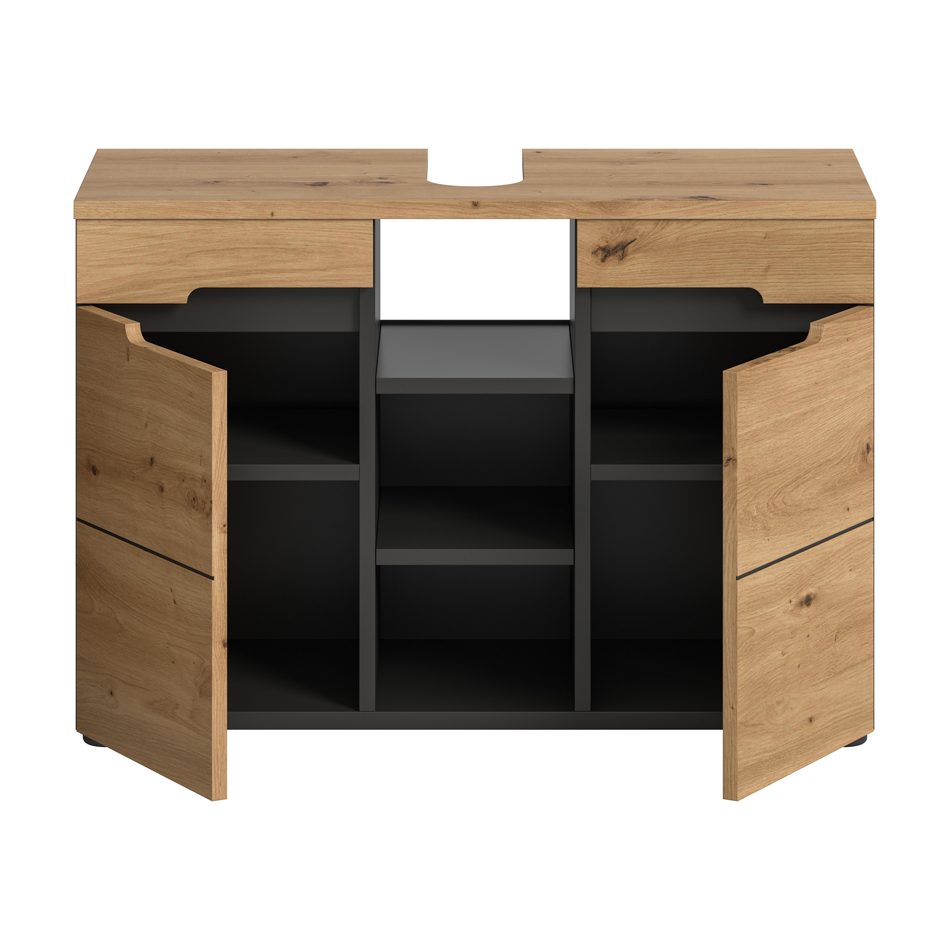 Waschbeckenunterschrank CANU - Artisan Eiche - Basalt grau - 80 cm breit