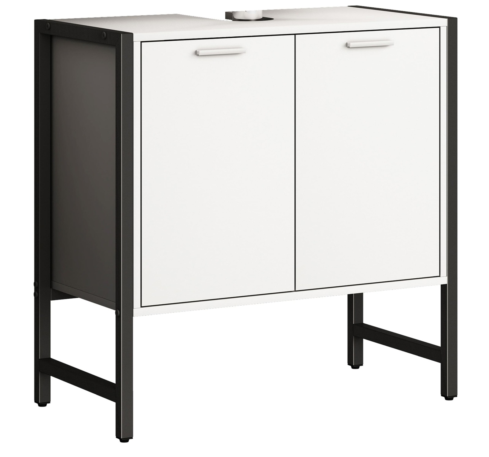 Waschbeckenunterschrank EDINO - weiß-schwarz - 60 cm