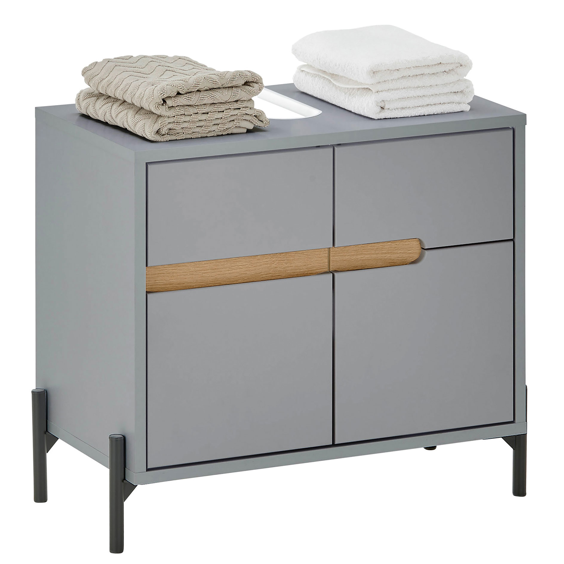 Waschbeckenunterschrank - hellgrau matt - Evoke Eiche - 60 cm