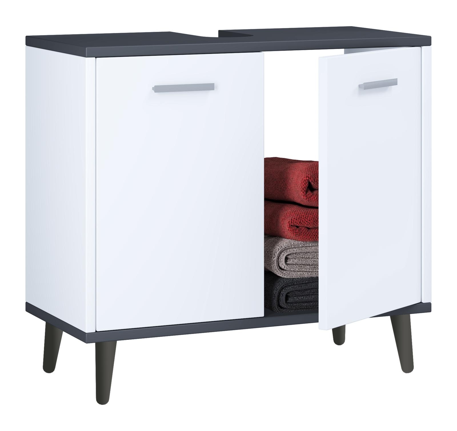Waschbeckenunterschrank LANDOS - weiß-anthrazit - 60 cm