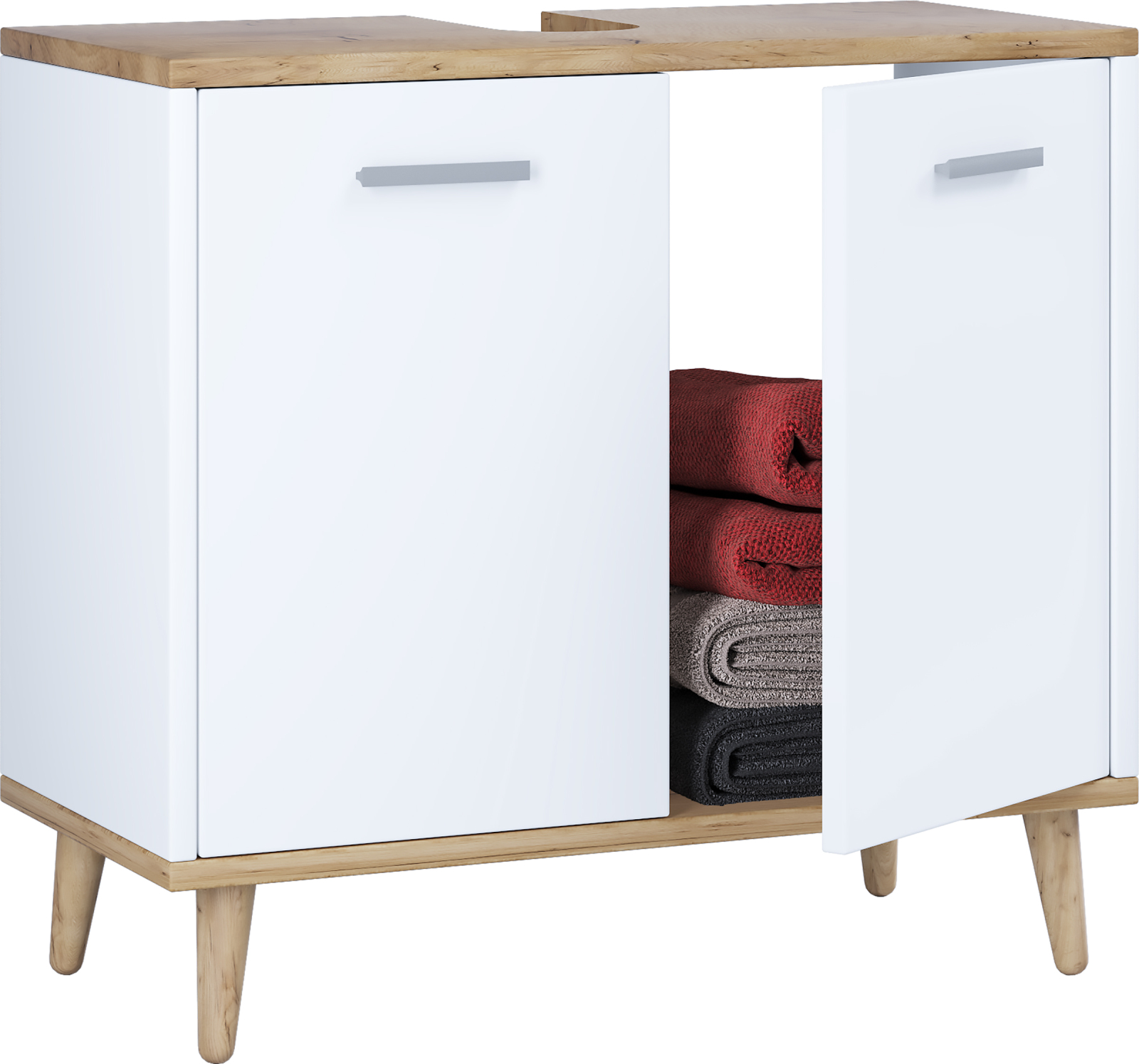 Waschbeckenunterschrank LANDOS - weiß - Honig Eiche - 60 cm