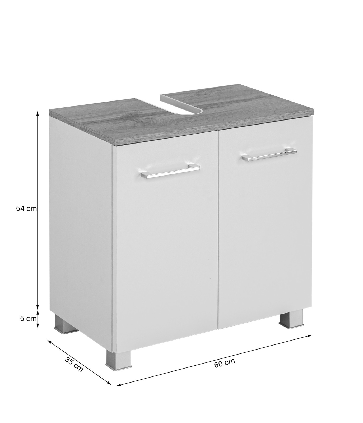Waschbeckenunterschrank PARIS - Wotaneiche - weiß - 60 cm
