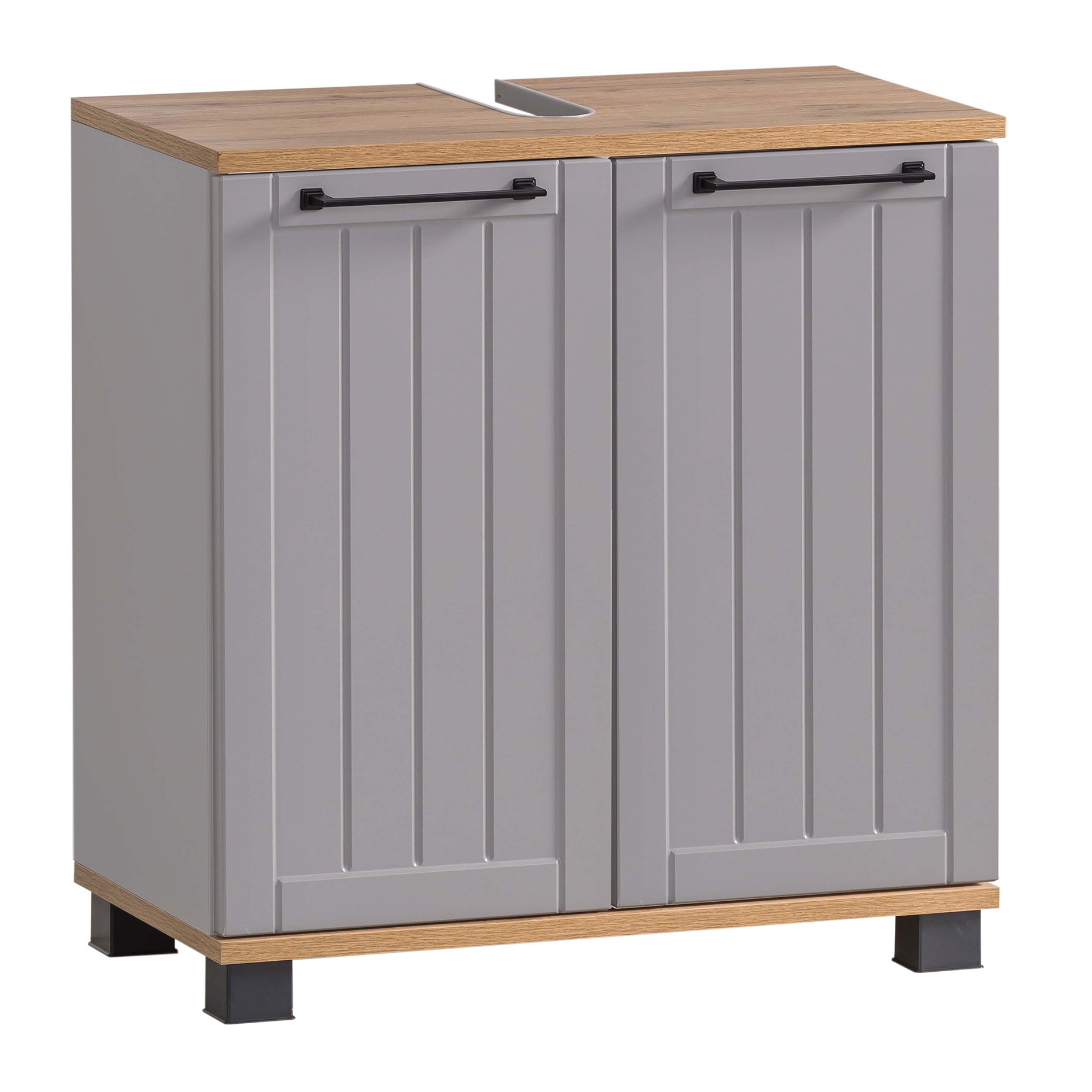 Waschbeckenunterschrank - platingrau-Eiche - 60 cm