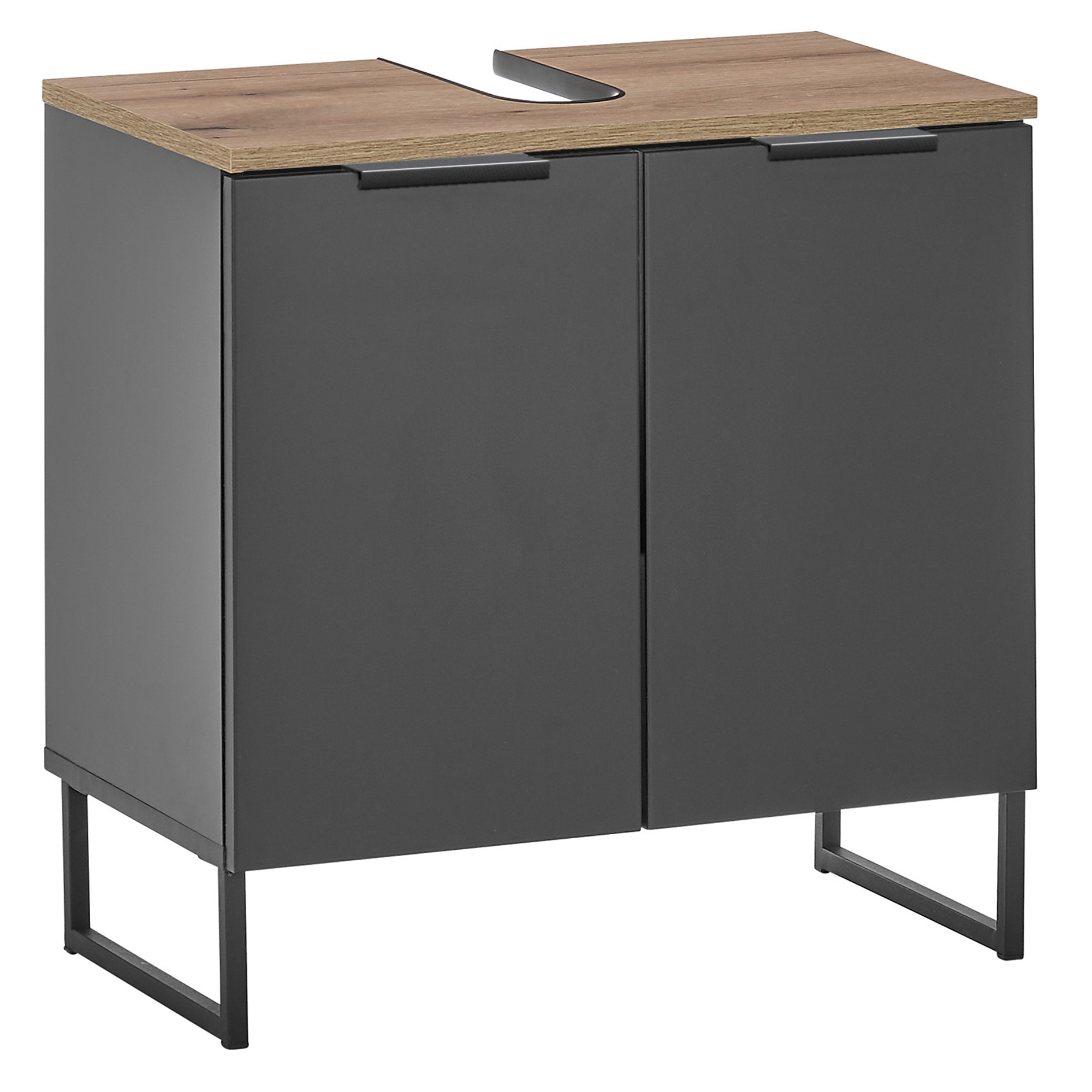 Waschbeckenunterschrank - schwarz matt - Evoke Eiche - 60 cm
