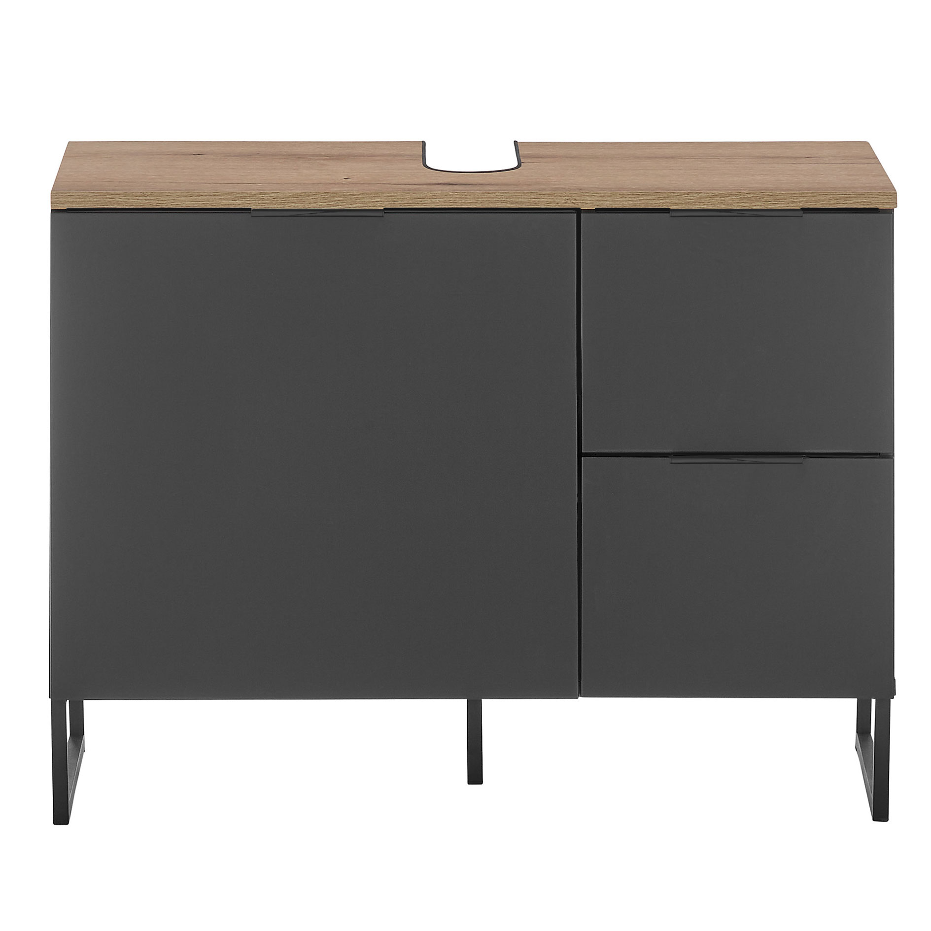 Waschbeckenunterschrank - schwarz matt - Evoke Eiche - 80 cm