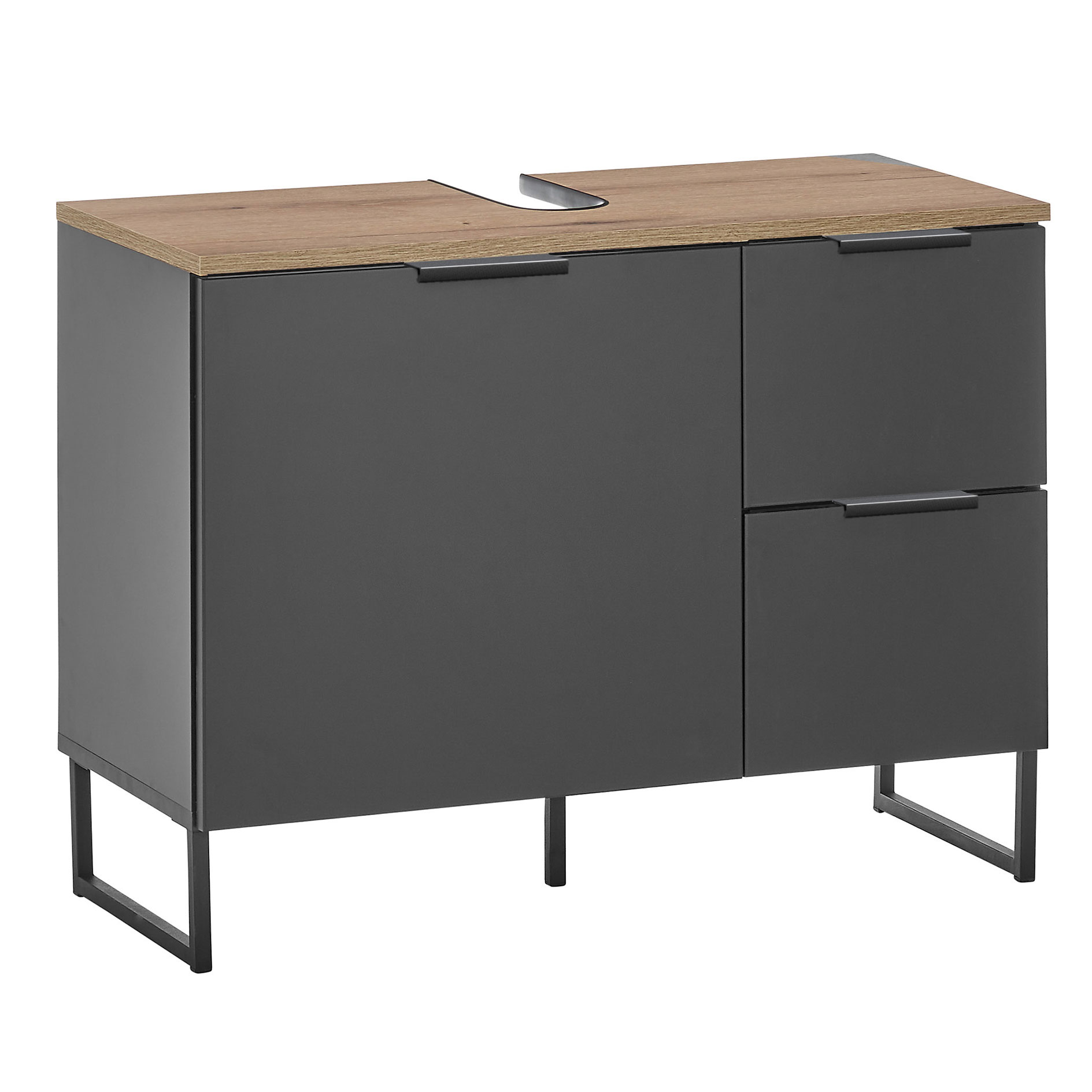 Waschbeckenunterschrank - schwarz matt - Evoke Eiche - 80 cm