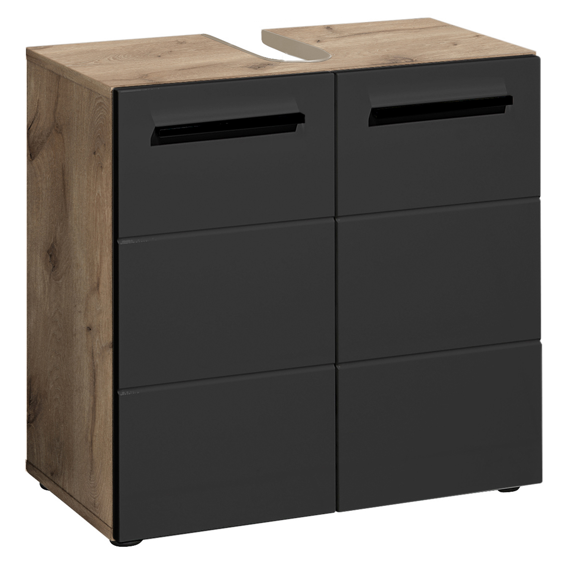 Waschbeckenunterschrank - Viking Oak - schwarz - 60 cm