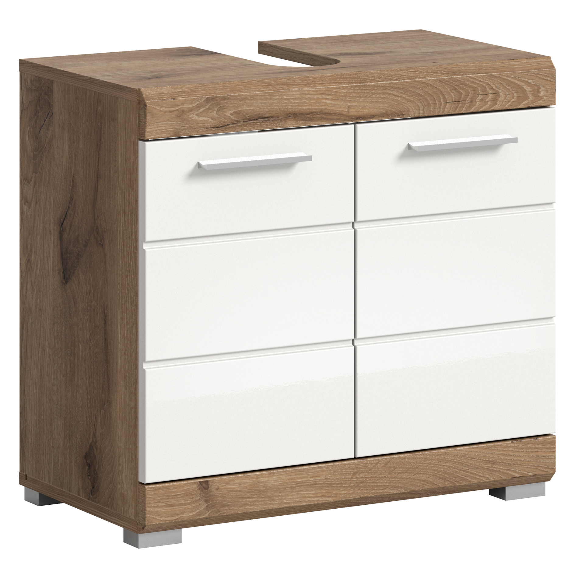 Waschbeckenunterschrank WAVE - weiß Hochglanz - Nox Oak