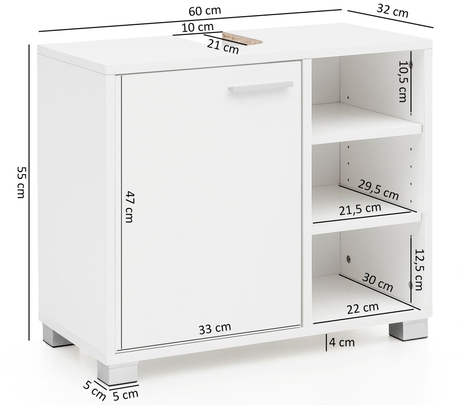 Waschbeckenunterschrank - weiß - 60 cm